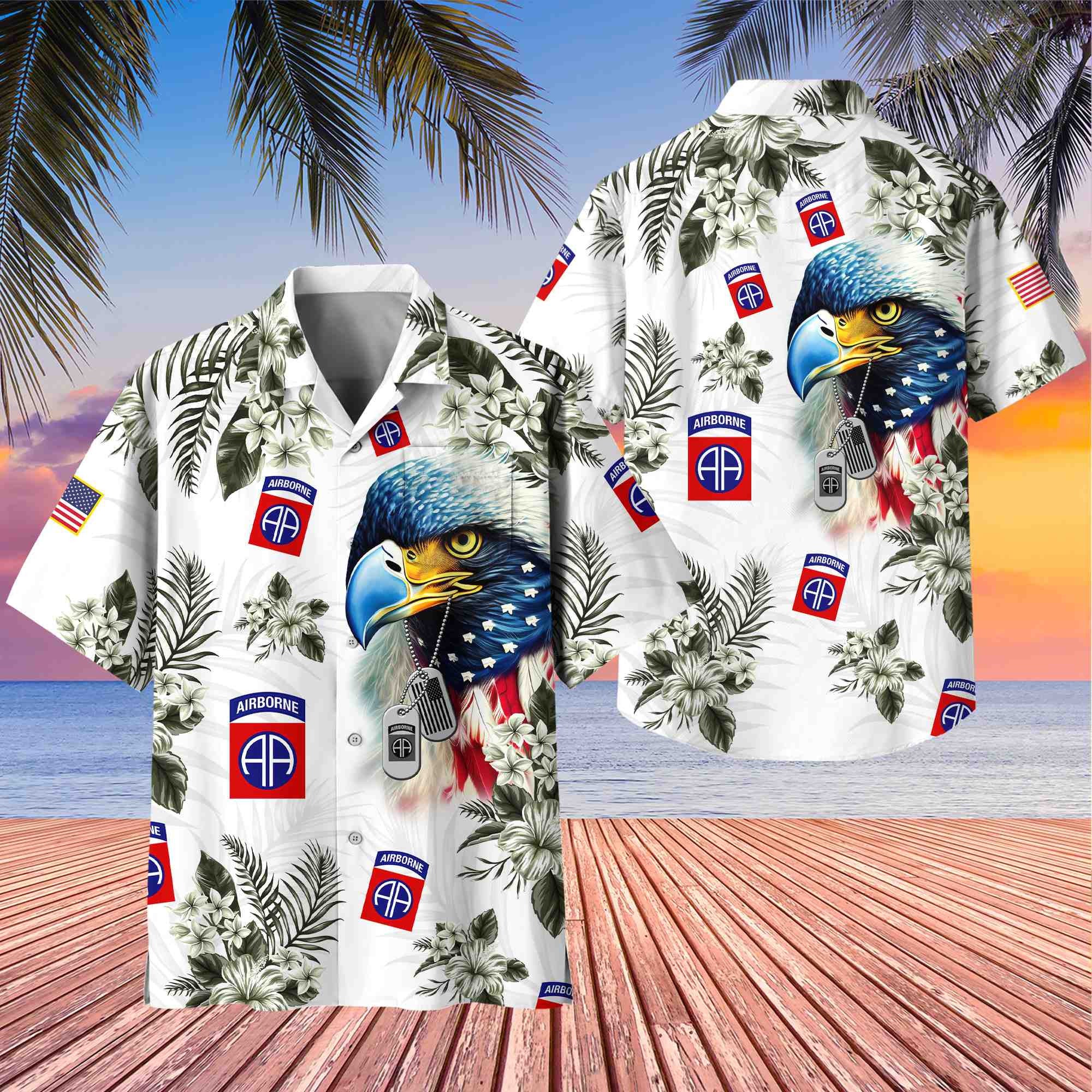 Premium 82nd Airborne Division Veteran Hawaiian Shirt With Pocket, Gifts for US Veteran, Gifts For Dad, For Husband VPVC501402