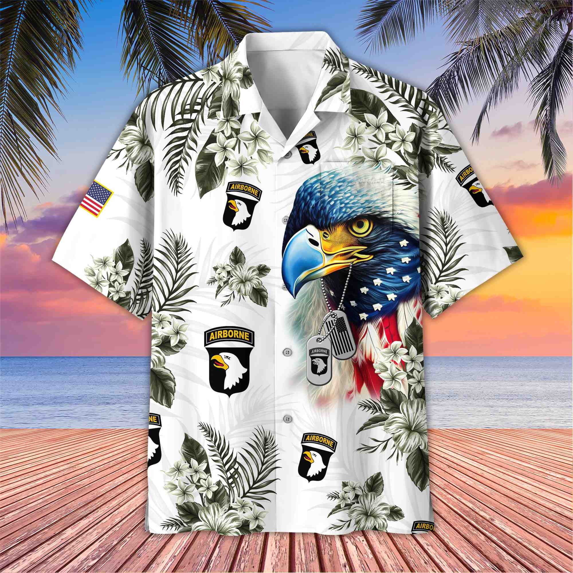 Premium 101st Airborne Division Veteran Hawaiian Shirt With Pocket, Gifts for US Veteran, Gifts For Dad, For Husband VPVC501403