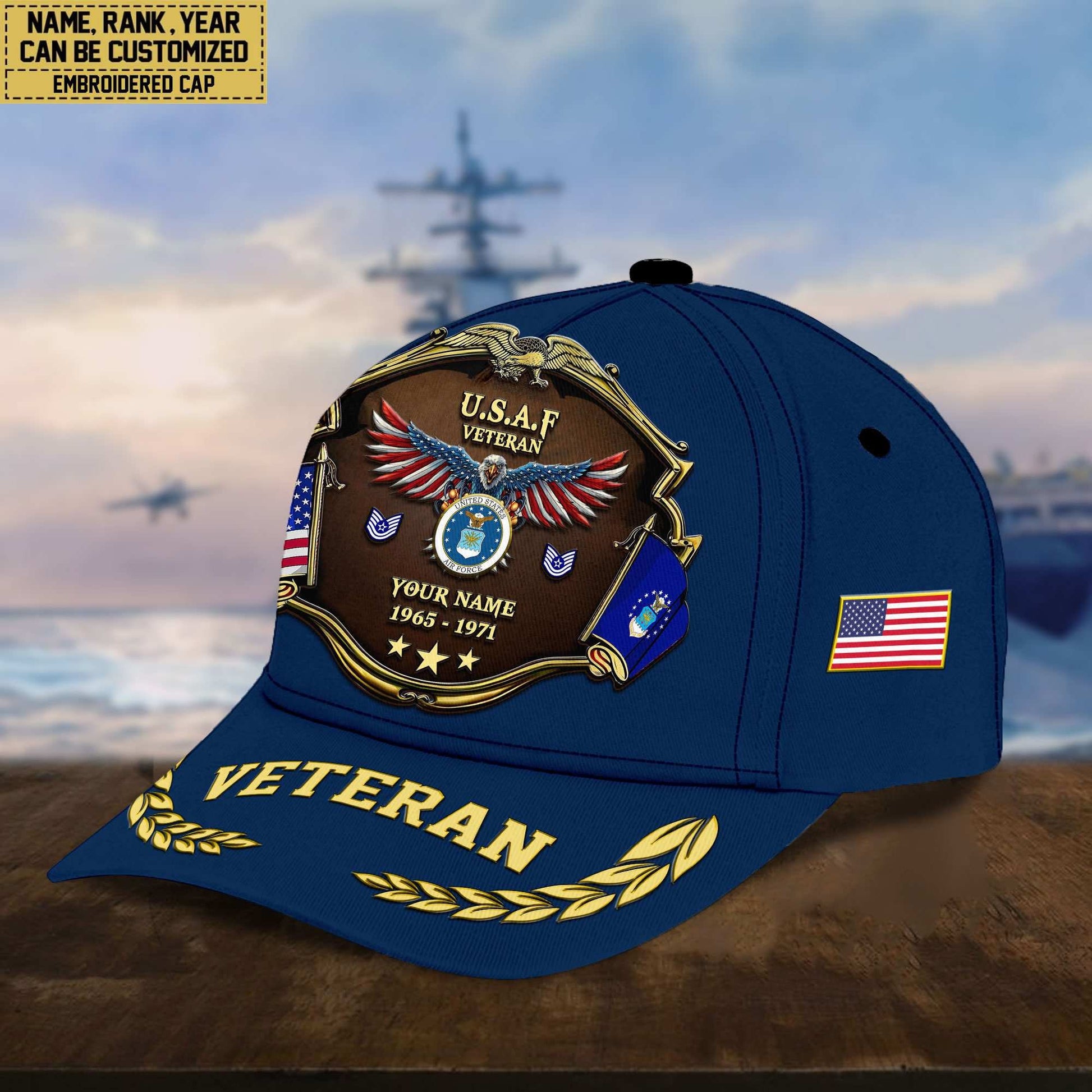Premium Personalized Proudly Served US Veterans Cap APHN300713