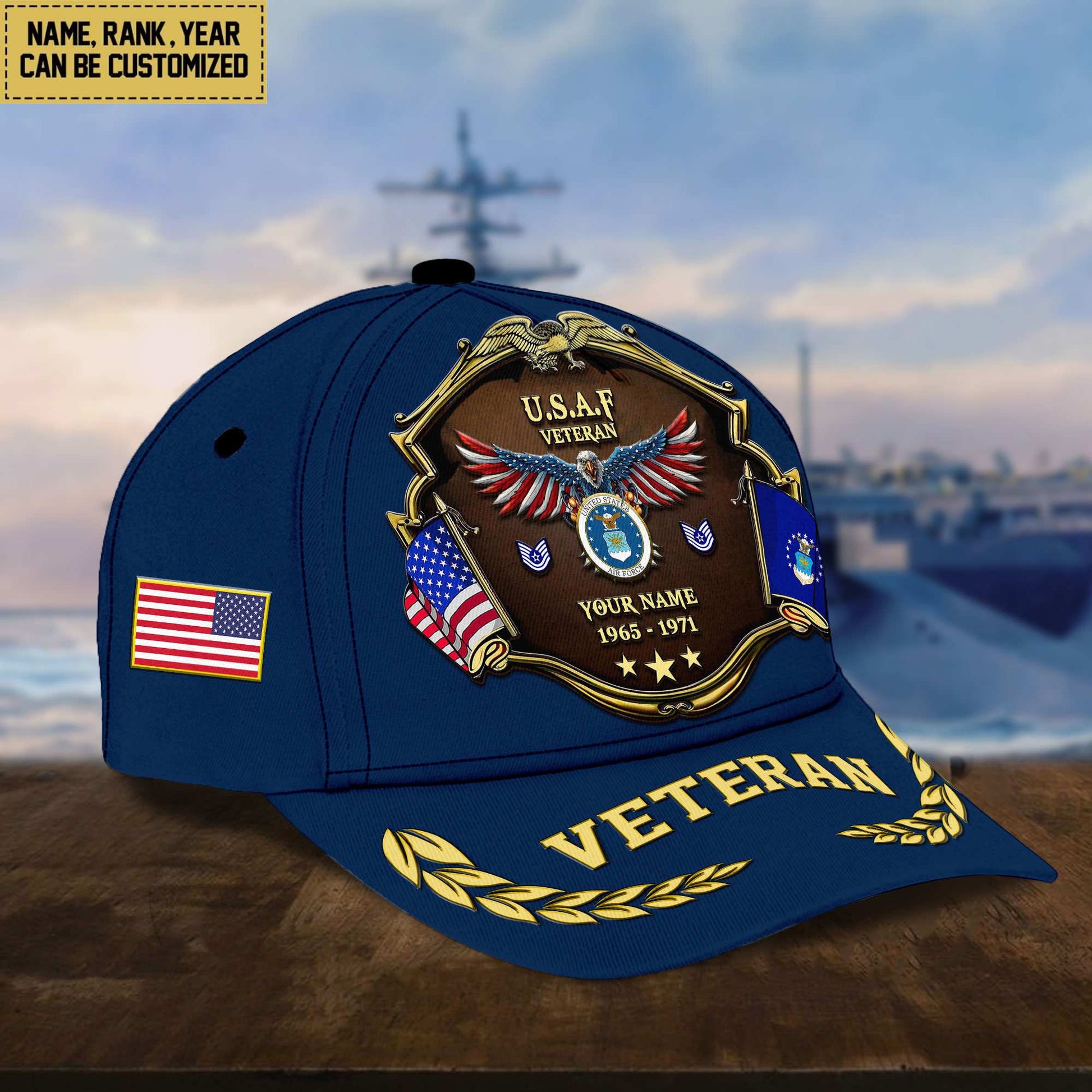 Premium Personalized Proudly Served US Veterans Cap APHN300713