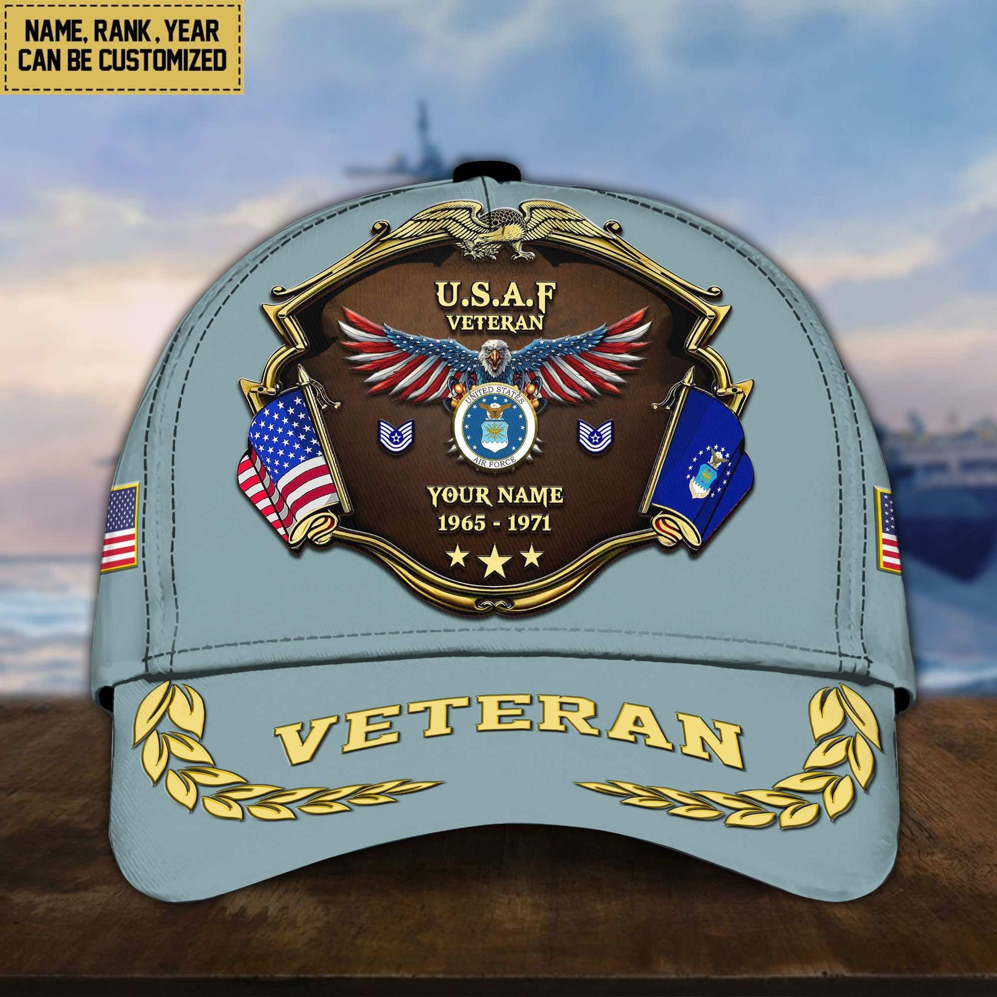 Premium Personalized Proudly Served US Veterans Cap APHN300713