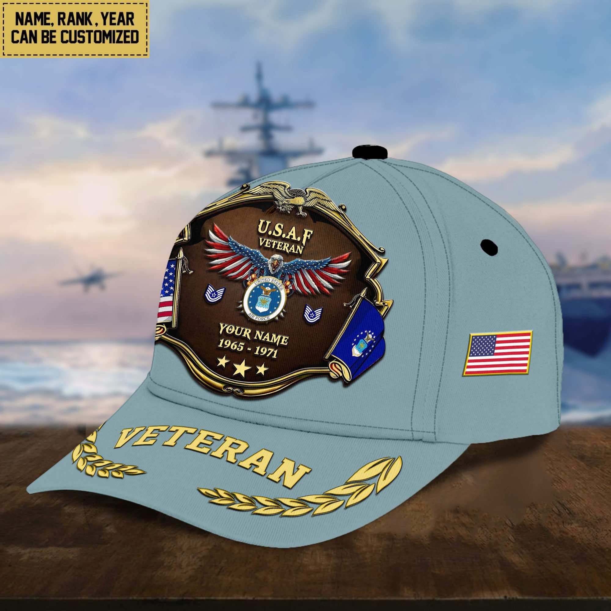 Premium Personalized Proudly Served US Veterans Cap APHN300713