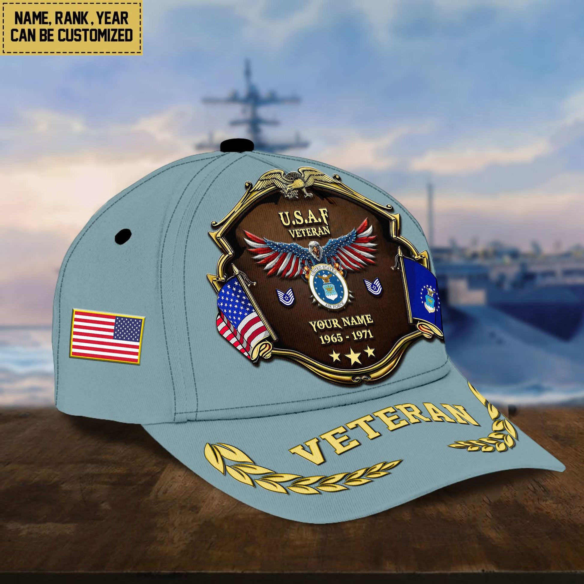 Premium Personalized Proudly Served US Veterans Cap APHN300713