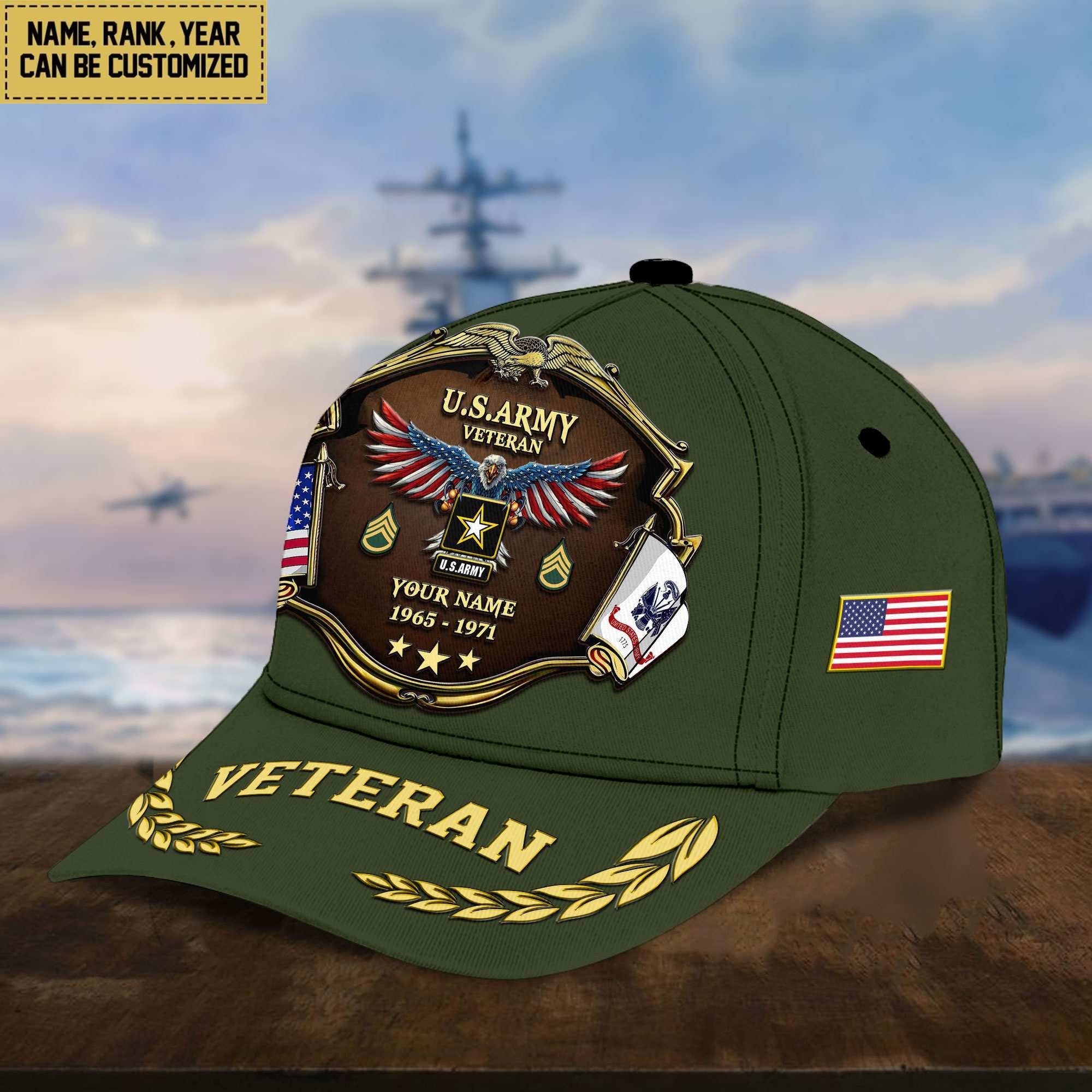 Premium Personalized Proudly Served US Veterans Cap APHN300713