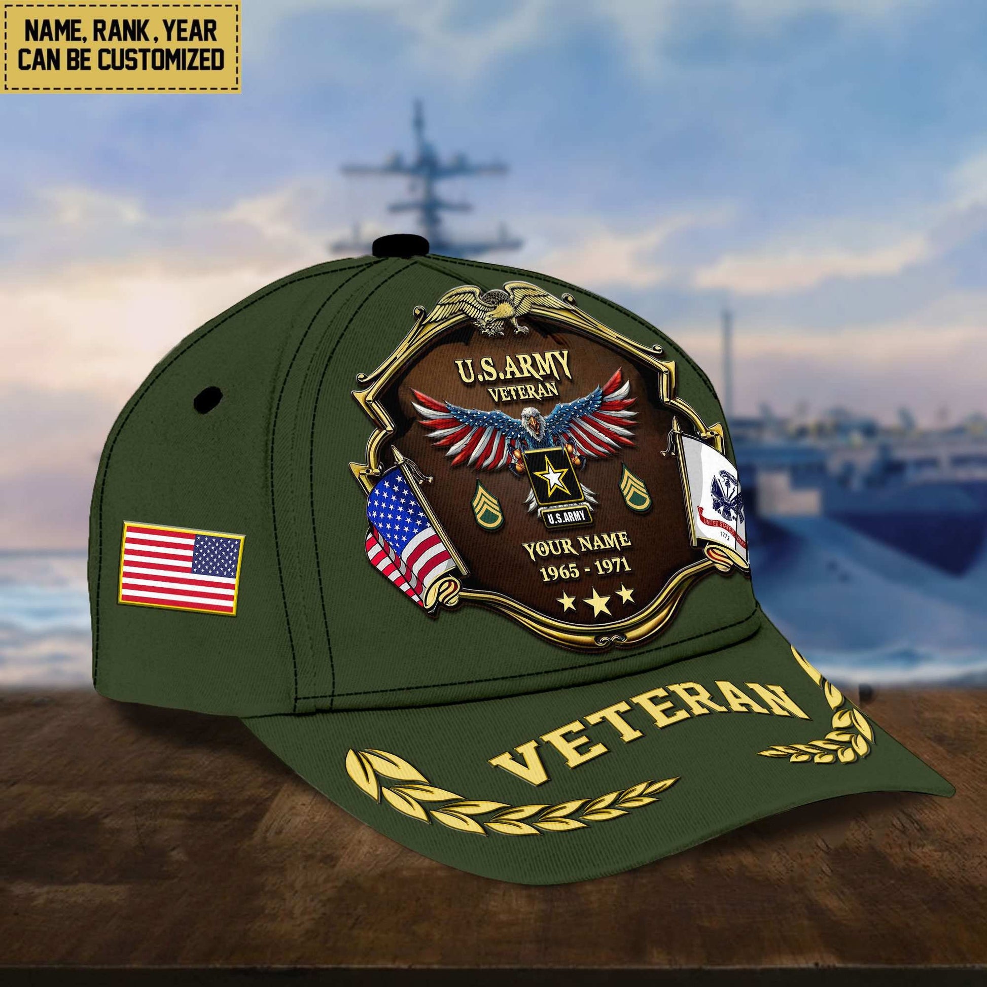 Premium Personalized Proudly Served US Veterans Cap APHN300713
