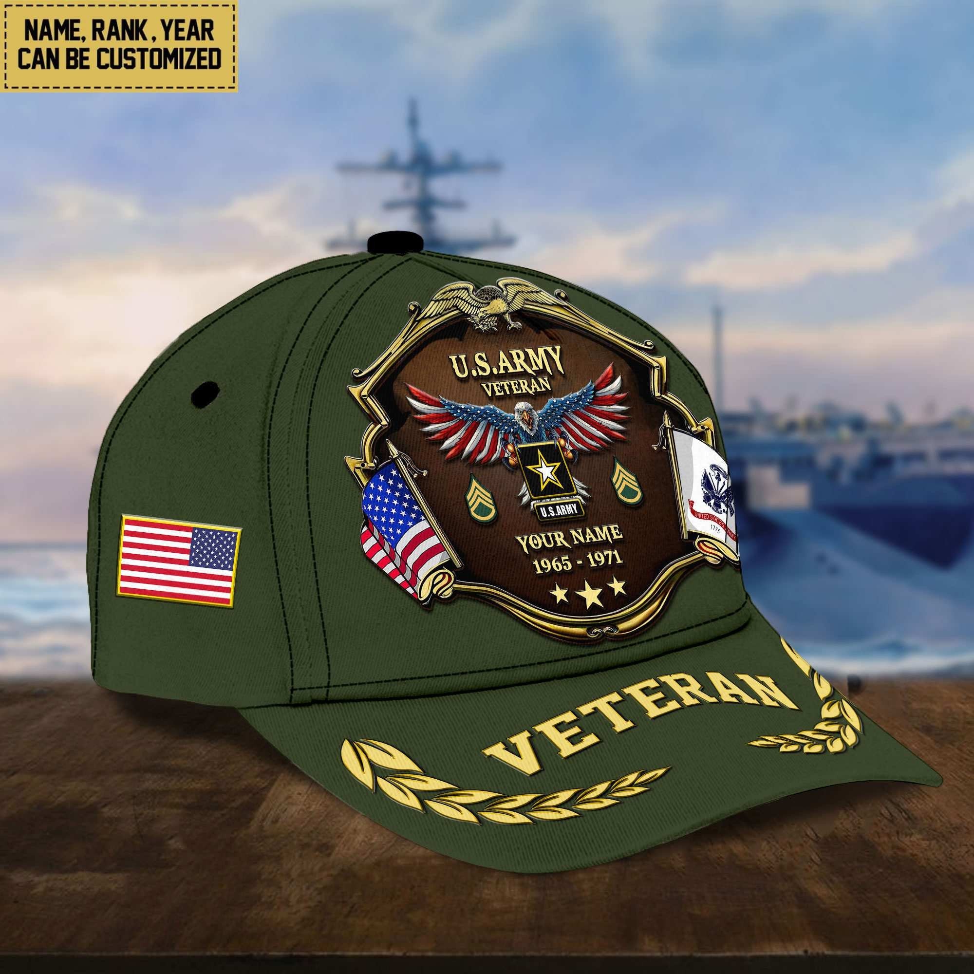 Premium Personalized Proudly Served US Veterans Cap APHN300713