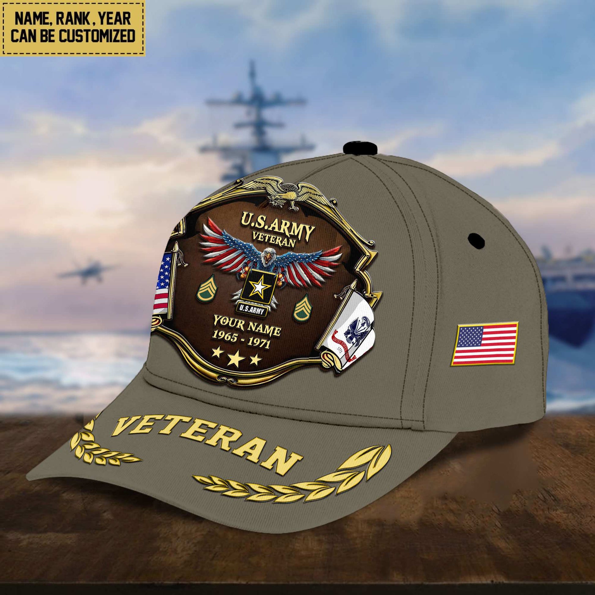 Premium Personalized Proudly Served US Veterans Cap APHN300713
