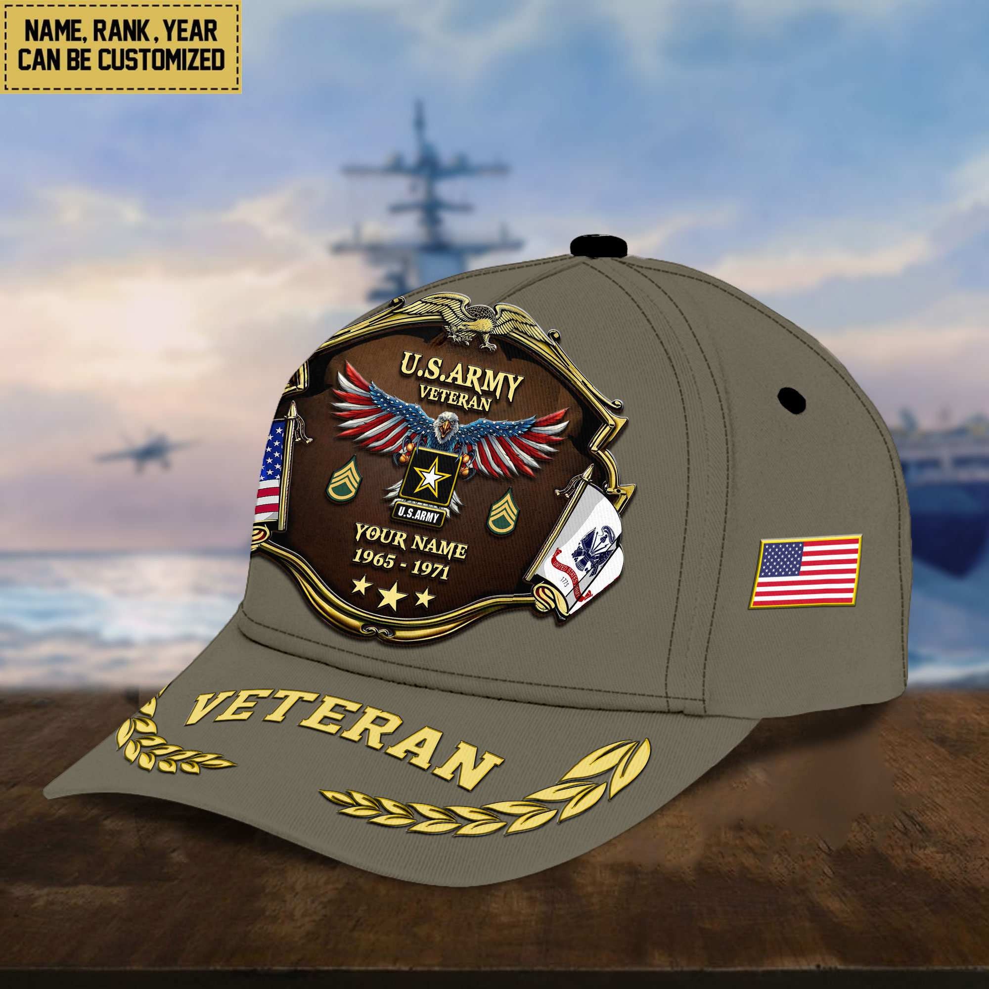Premium Personalized Proudly Served US Veterans Cap APHN300713