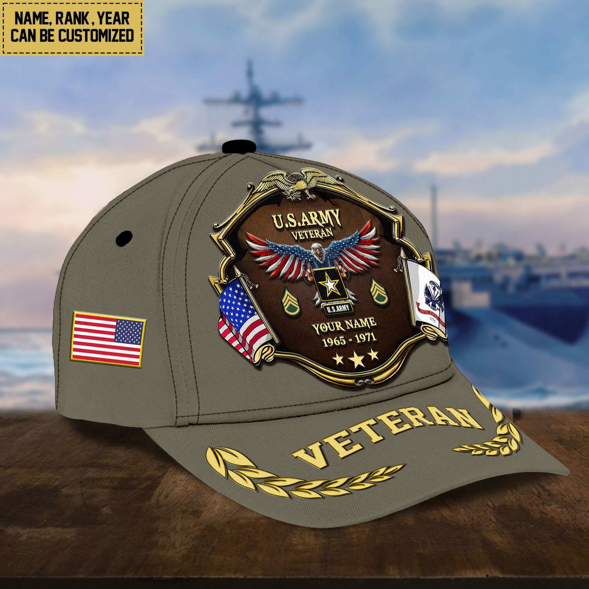 Premium Personalized Proudly Served US Veterans Cap APHN300713