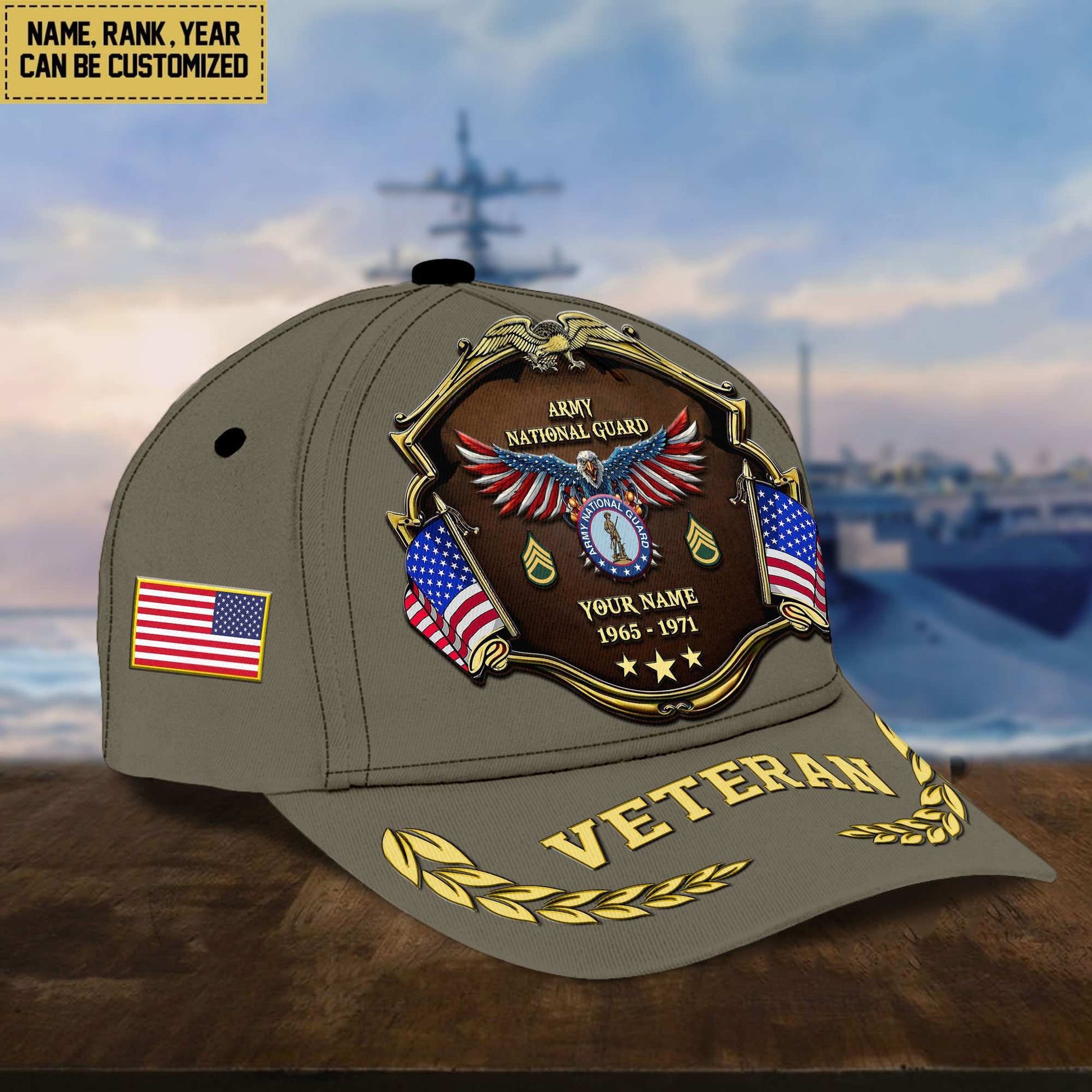 Premium Personalized Proudly Served US Veterans Cap APHN300713