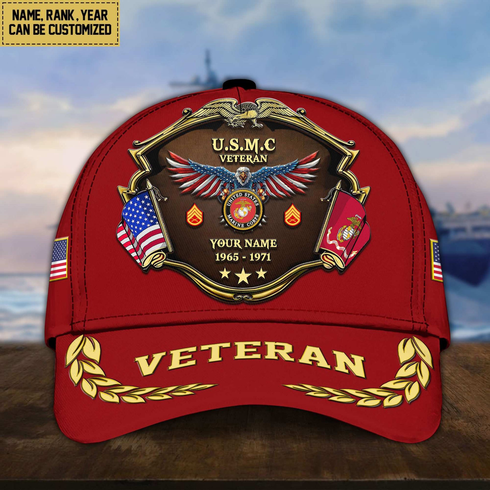 Premium Personalized Proudly Served US Veterans Cap APHN300713
