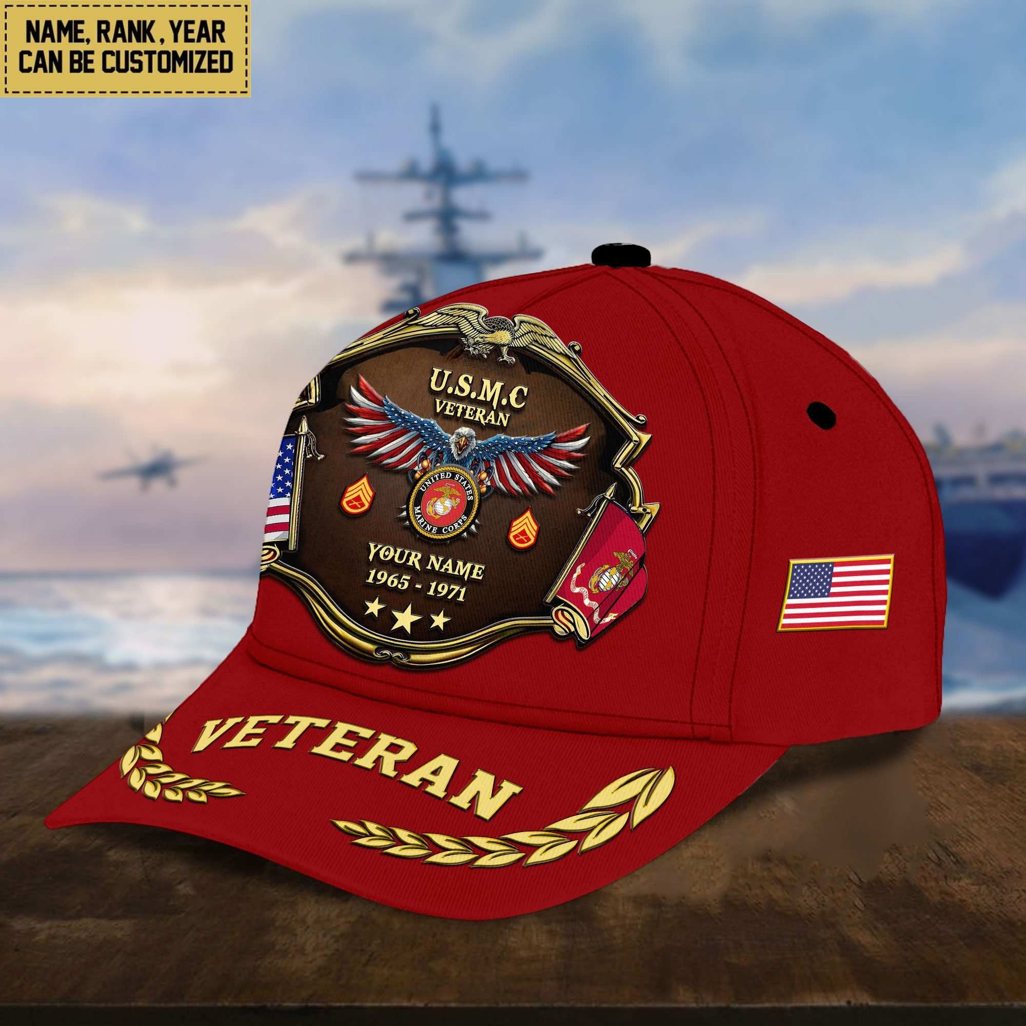 Premium Personalized Proudly Served US Veterans Cap APHN300713