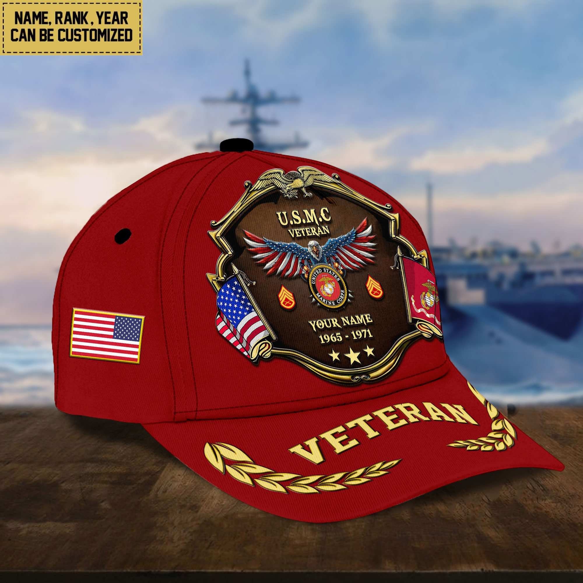Premium Personalized Proudly Served US Veterans Cap APHN300713