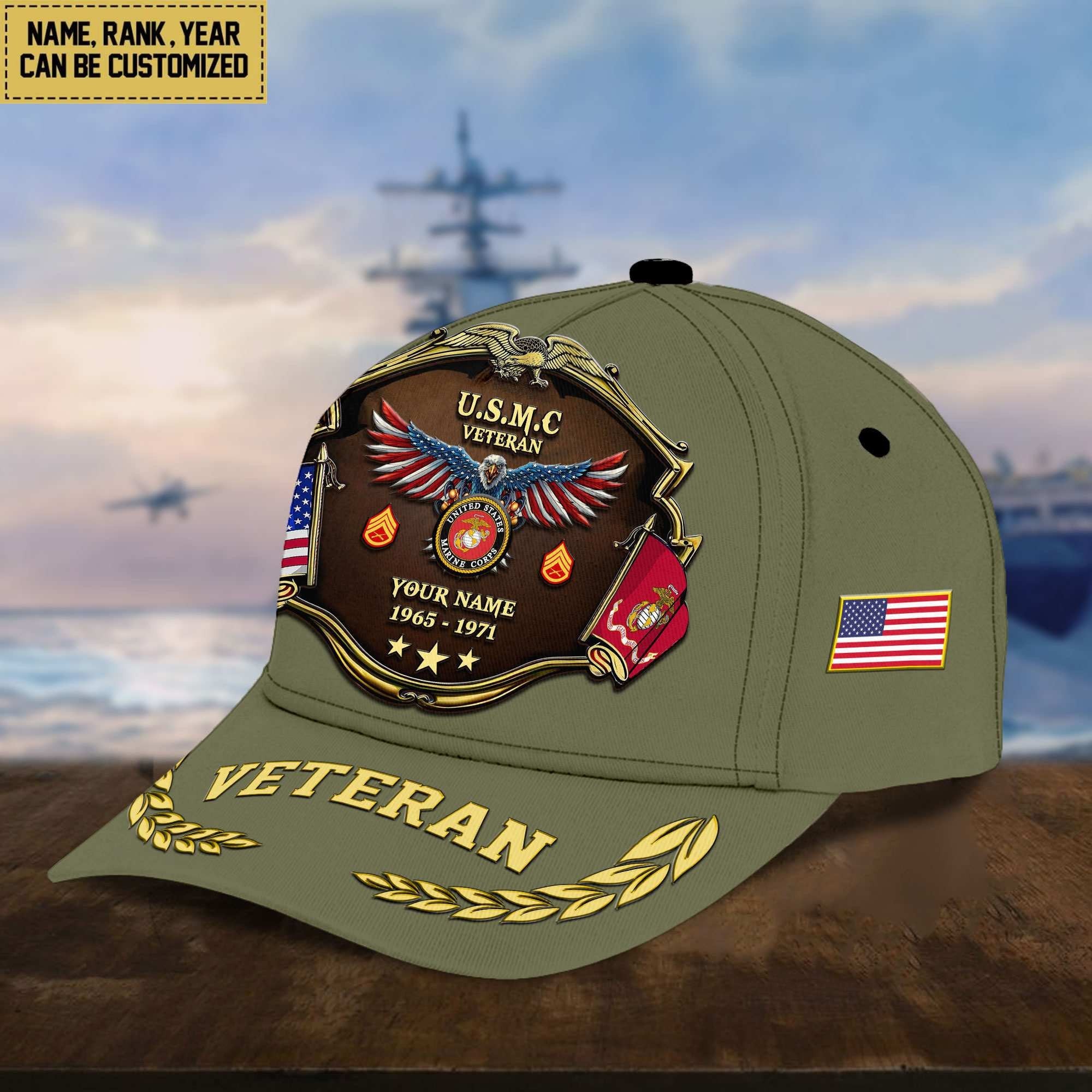 Premium Personalized Proudly Served US Veterans Cap APHN300713