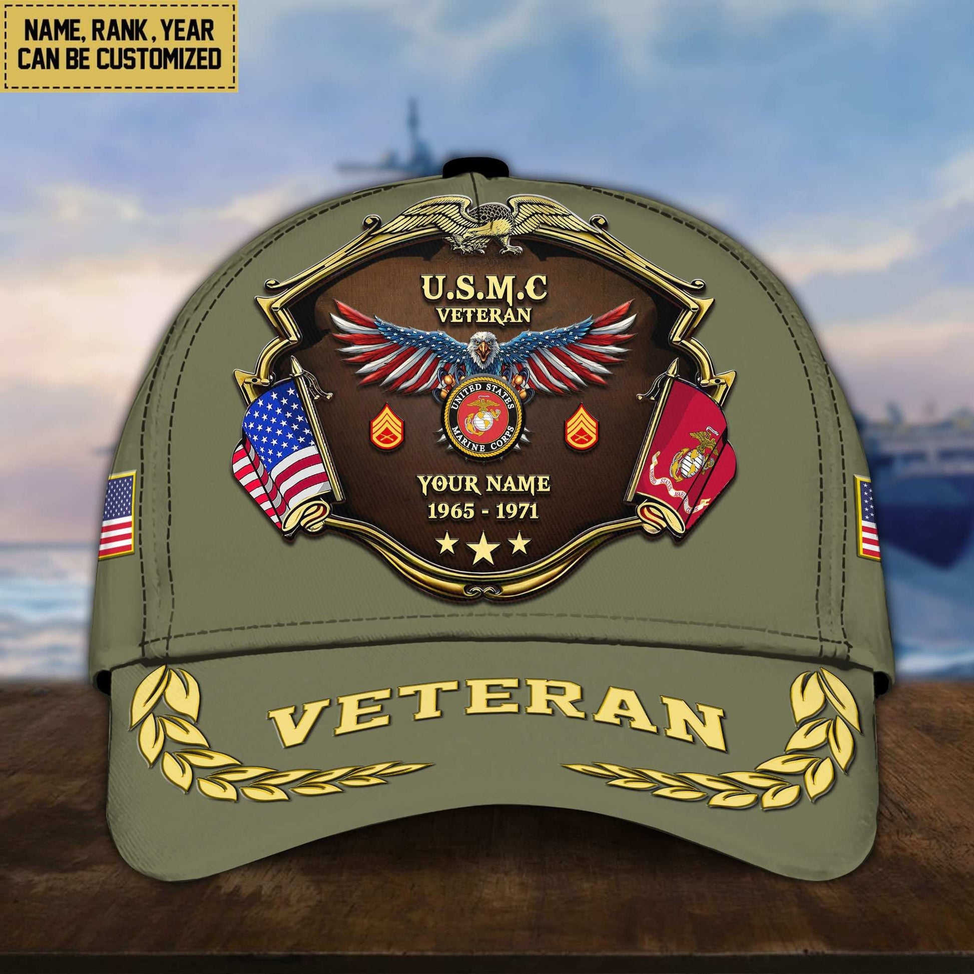 Premium Personalized Proudly Served US Veterans Cap APHN300713