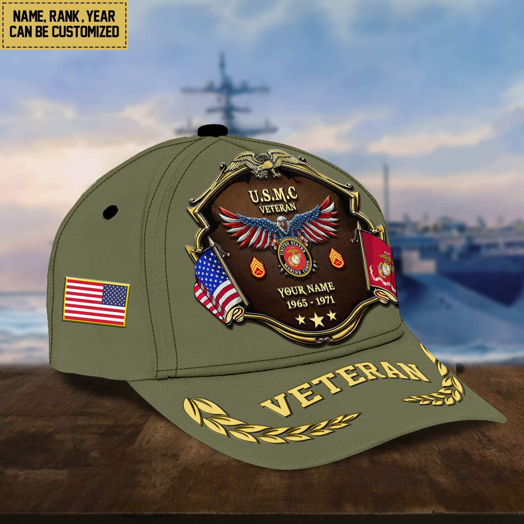 Premium Personalized Proudly Served US Veterans Cap APHN300713