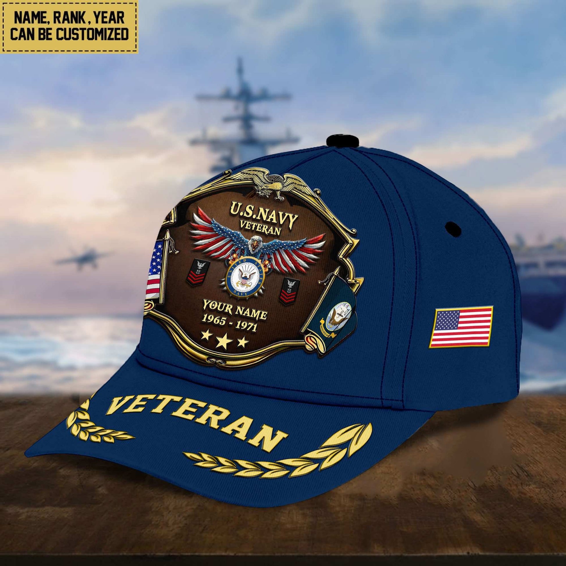 Premium Personalized Proudly Served US Veterans Cap APHN300713