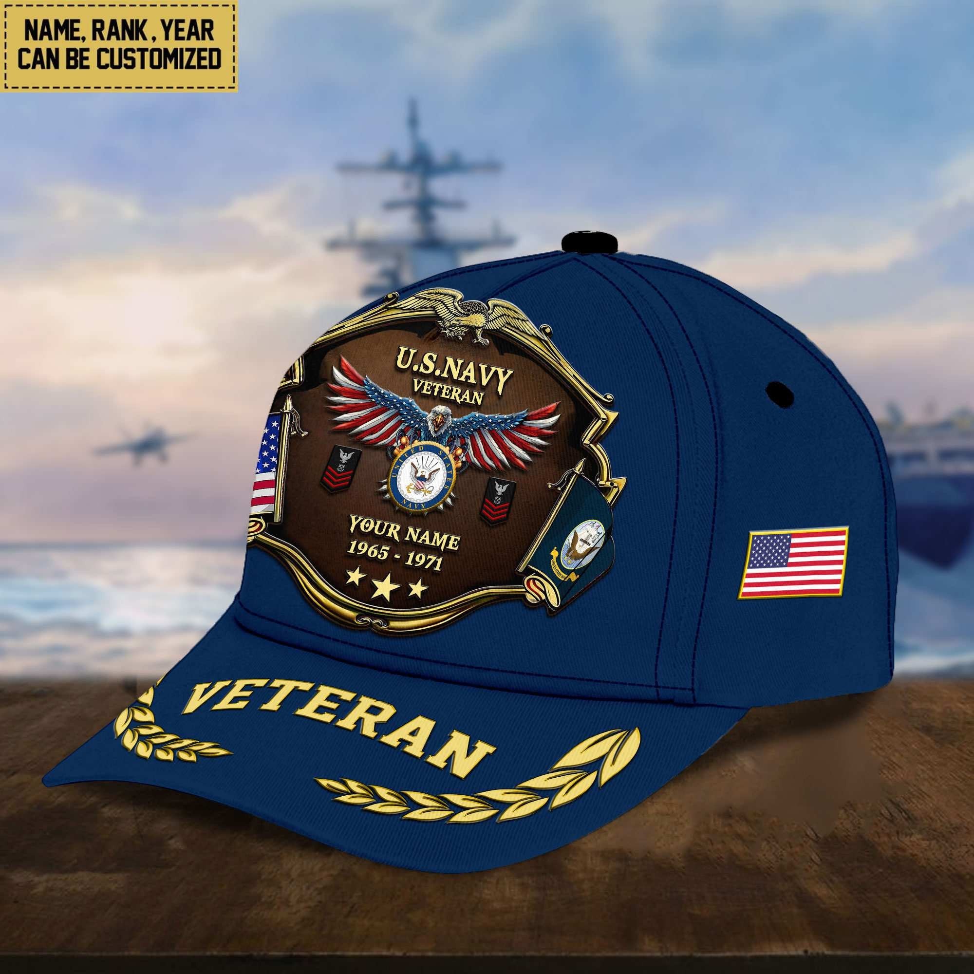 Premium Personalized Proudly Served US Veterans Cap APHN300713