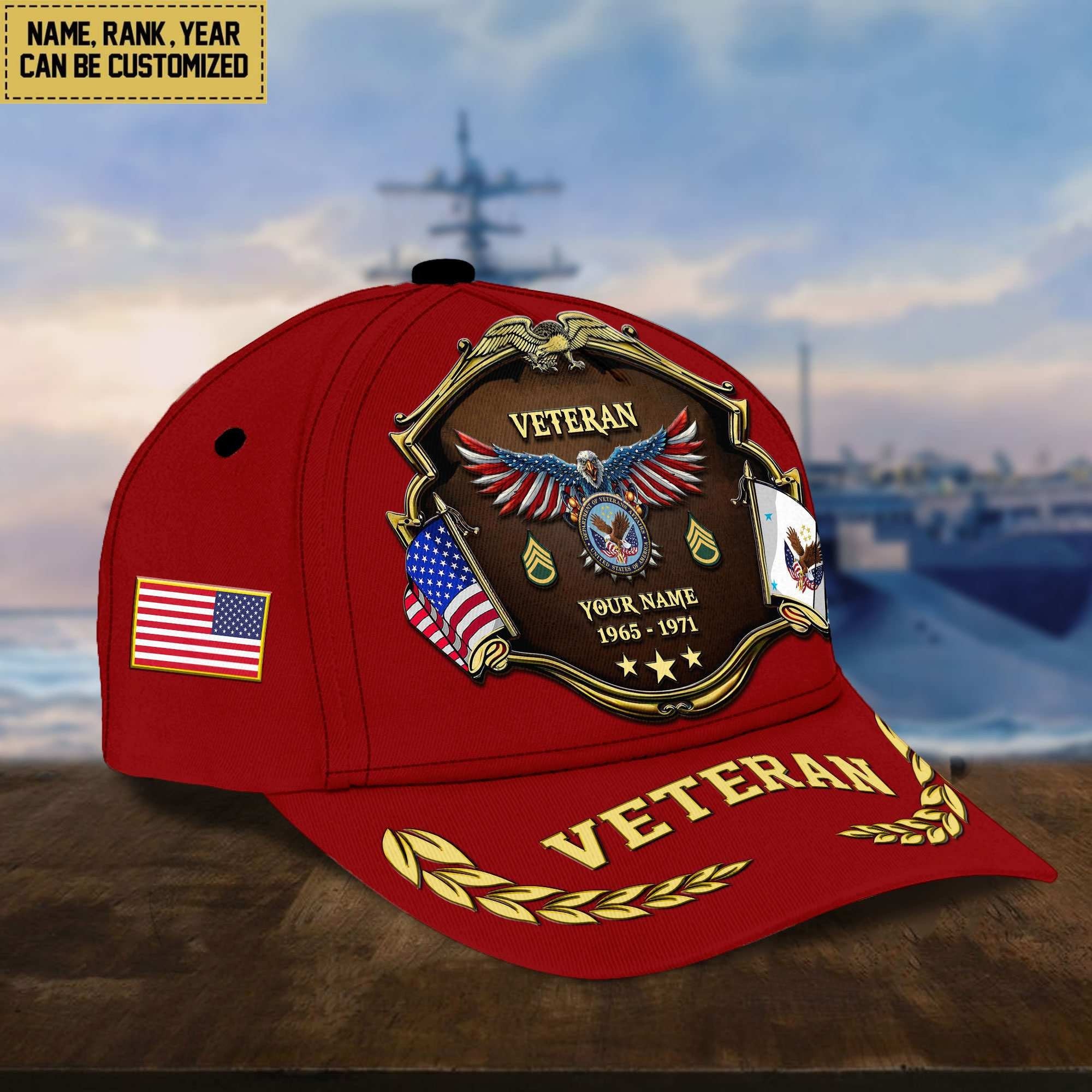 Premium Personalized Proudly Served US Veterans Cap APHN300713