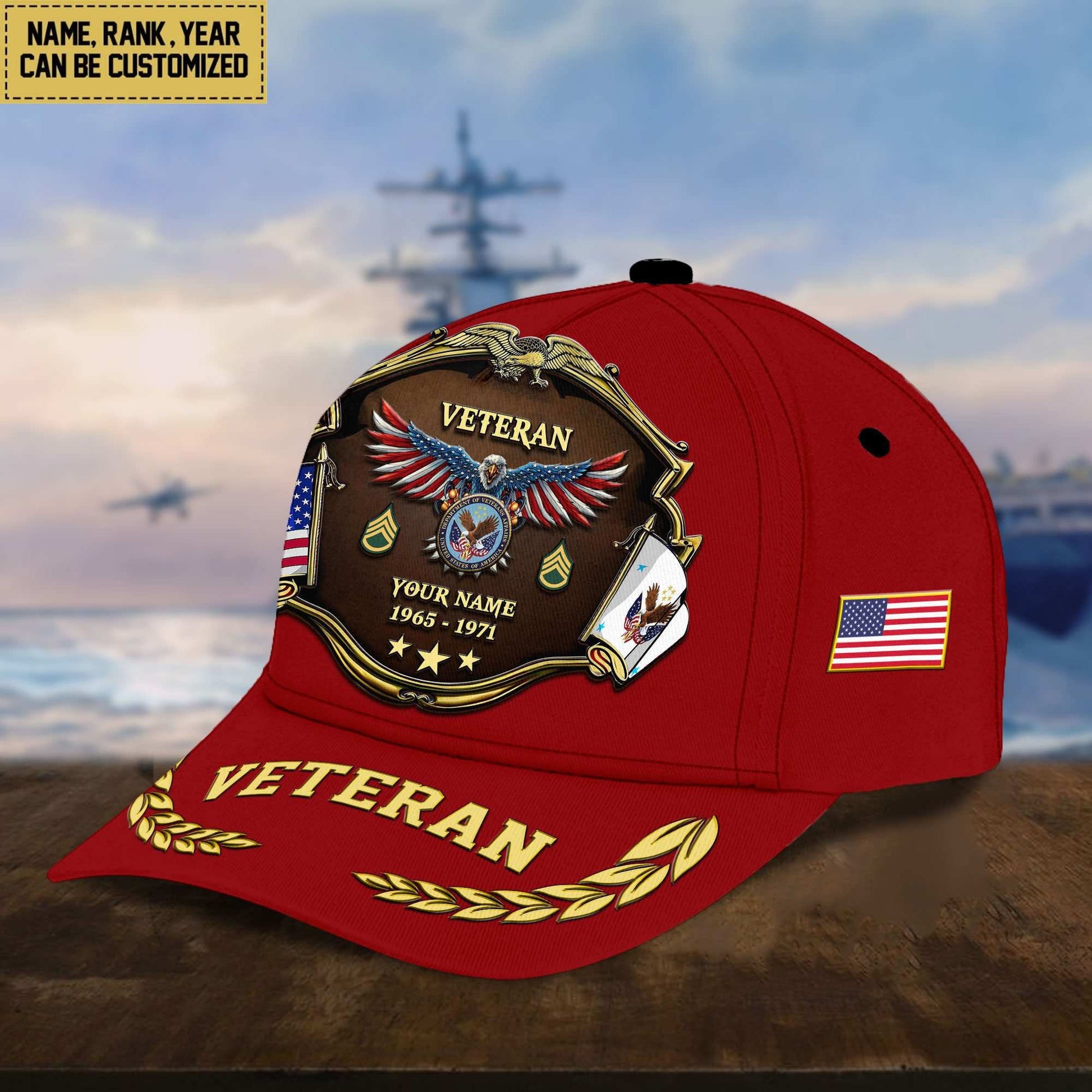 Premium Personalized Proudly Served US Veterans Cap APHN300713