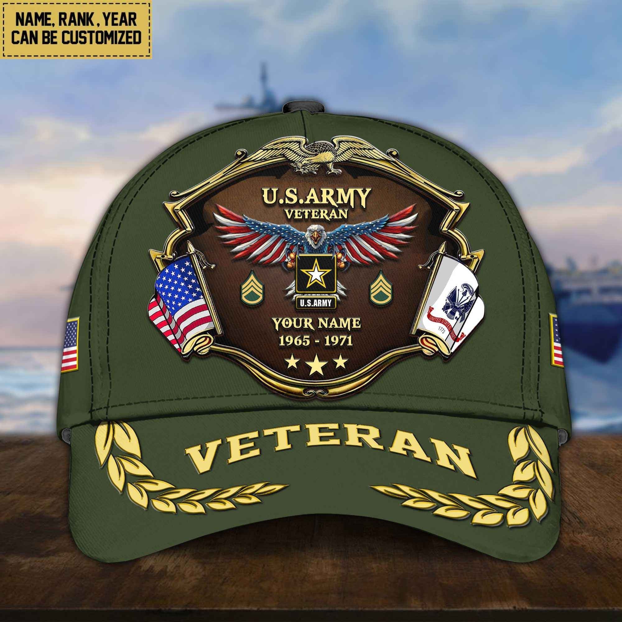 Premium Personalized Proudly Served US Veterans Cap APHN300713
