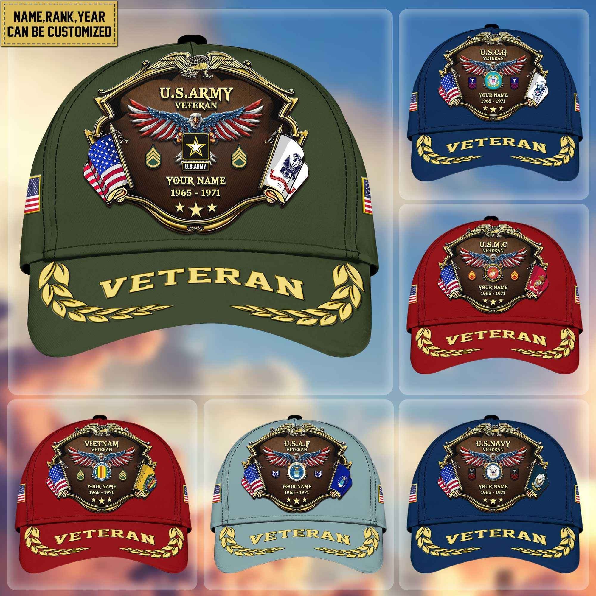 Premium Personalized Proudly Served US Veterans Cap APHN300713