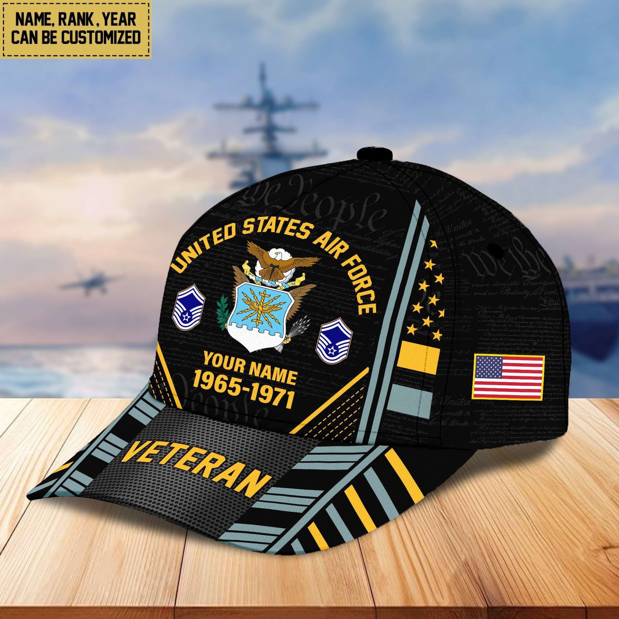 Premium Custom Name, Rank, Years Of Service US Veterans Cap BPVC060801