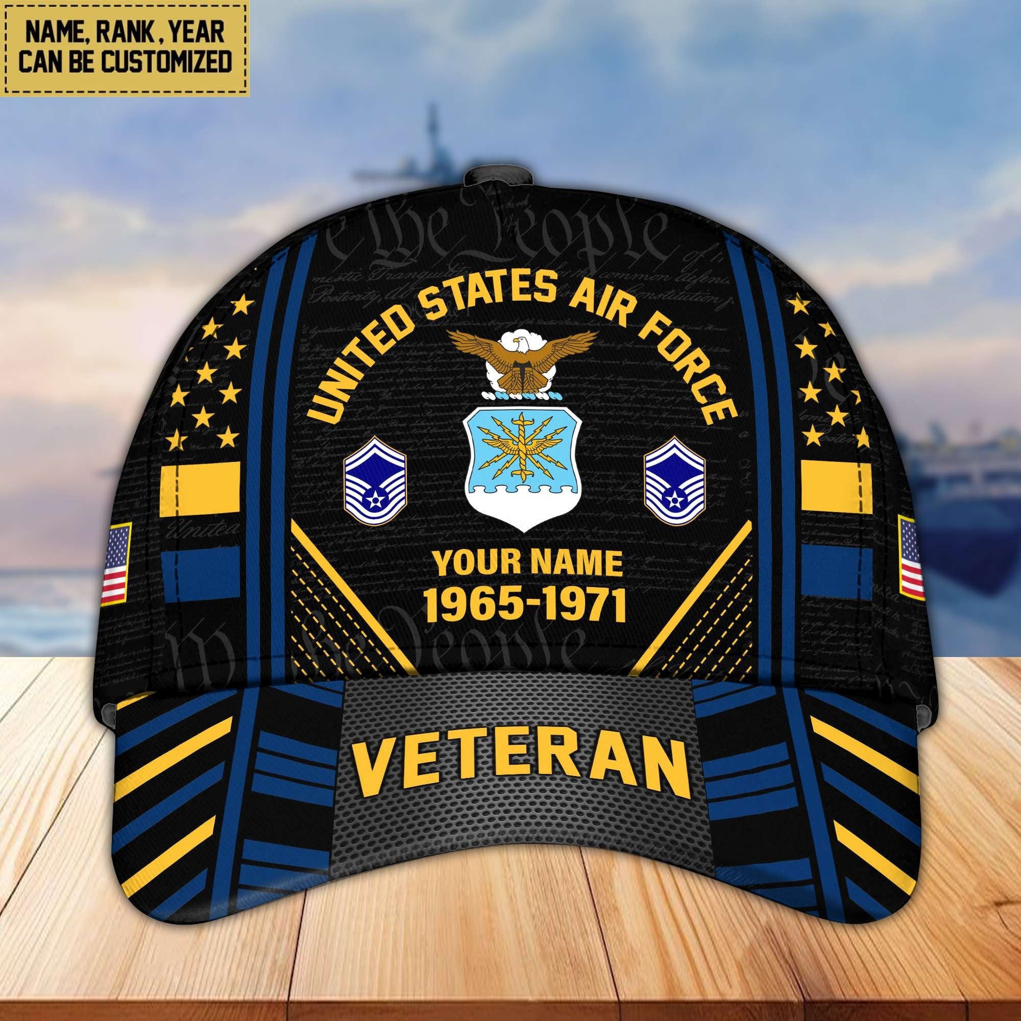 Premium Custom Name, Rank, Years Of Service US Veterans Cap BPVC060801