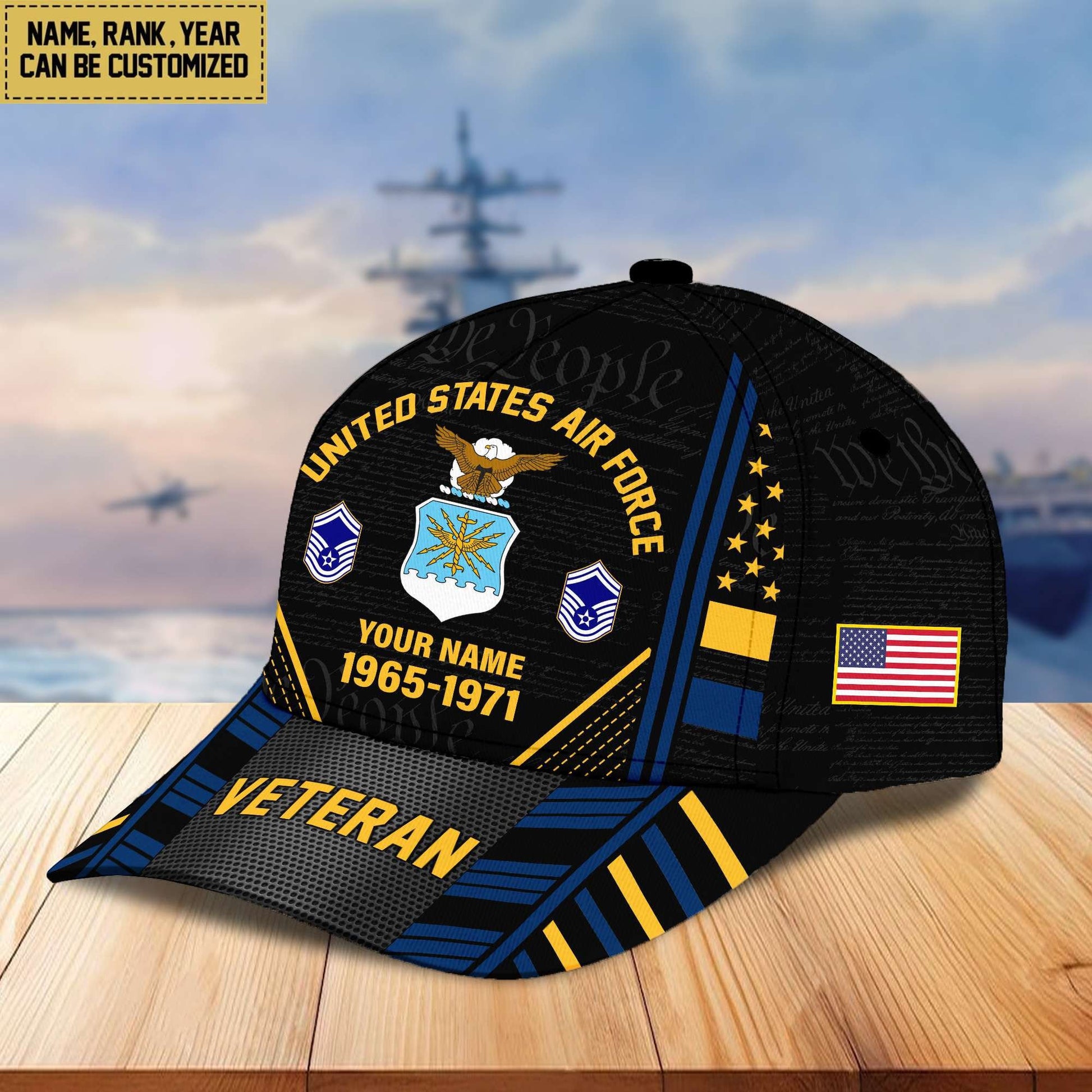 Premium Custom Name, Rank, Years Of Service US Veterans Cap BPVC060801