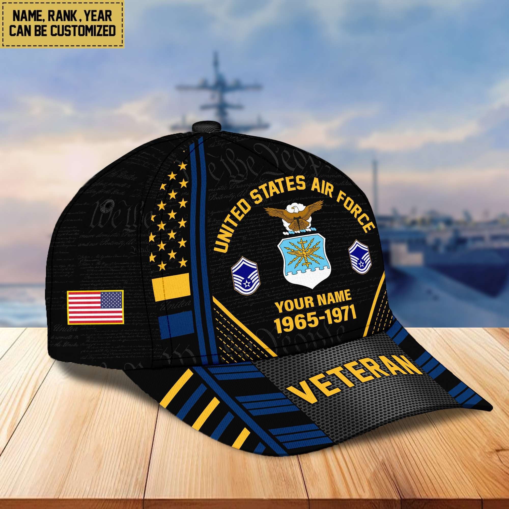 Premium Custom Name, Rank, Years Of Service US Veterans Cap BPVC060801