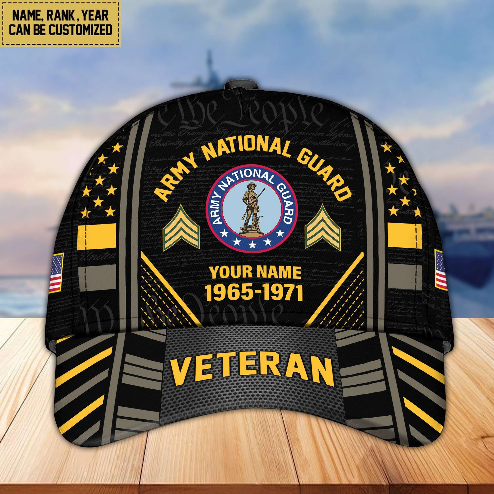 Premium Custom Name, Rank, Years Of Service US Veterans Cap BPVC060801