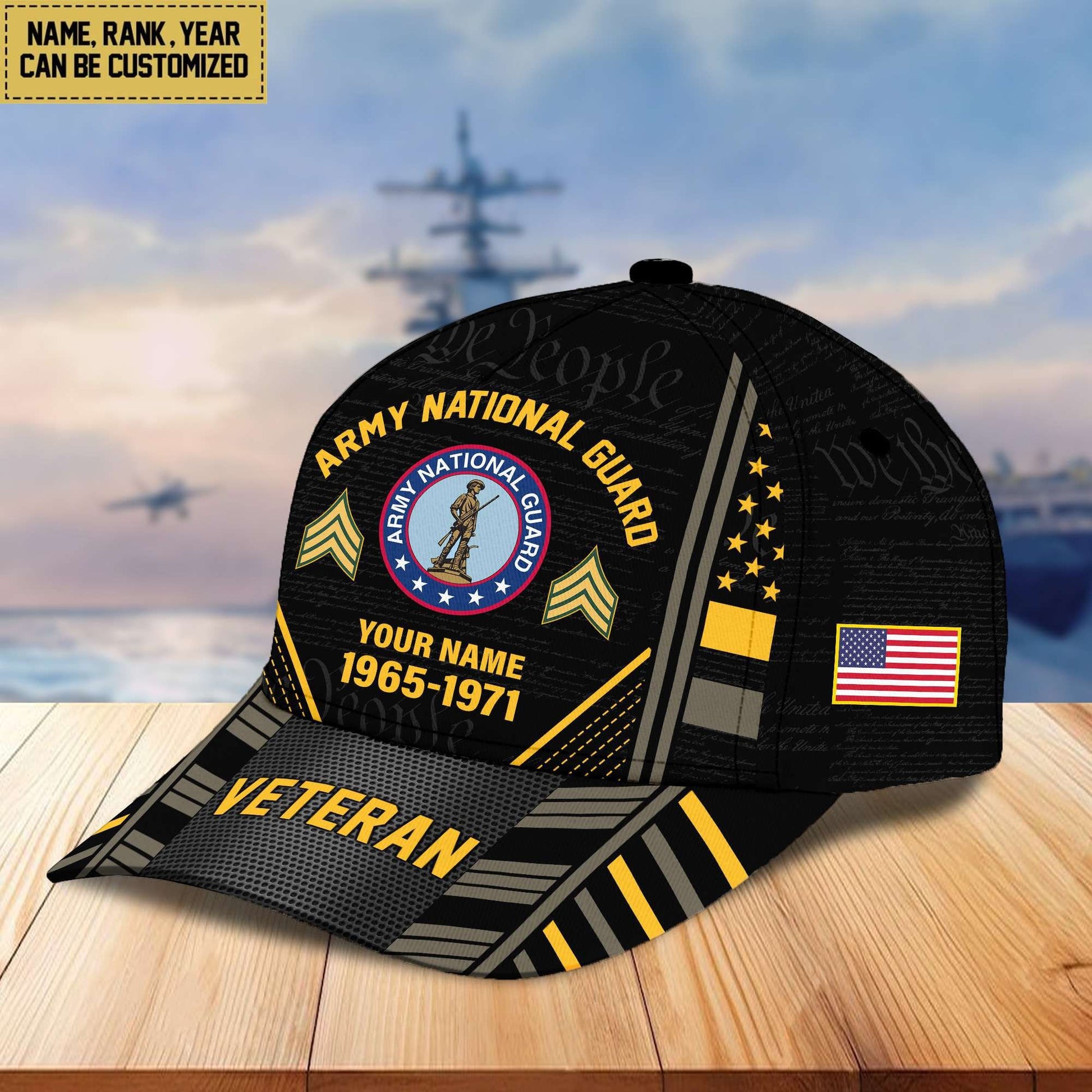Premium Custom Name, Rank, Years Of Service US Veterans Cap BPVC060801