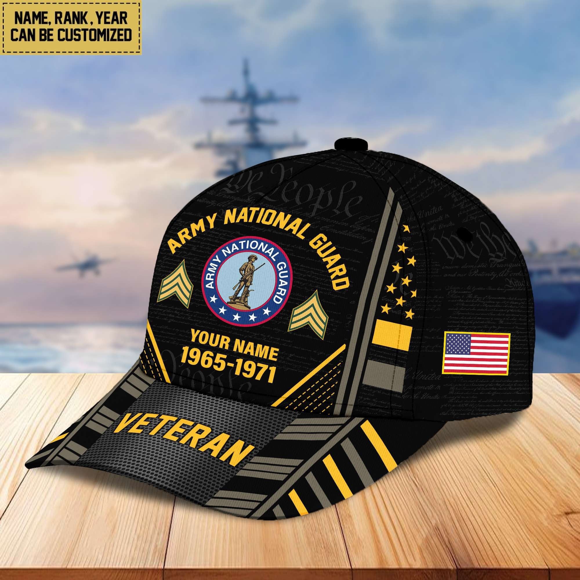 Premium Custom Name, Rank, Years Of Service US Veterans Cap BPVC060801