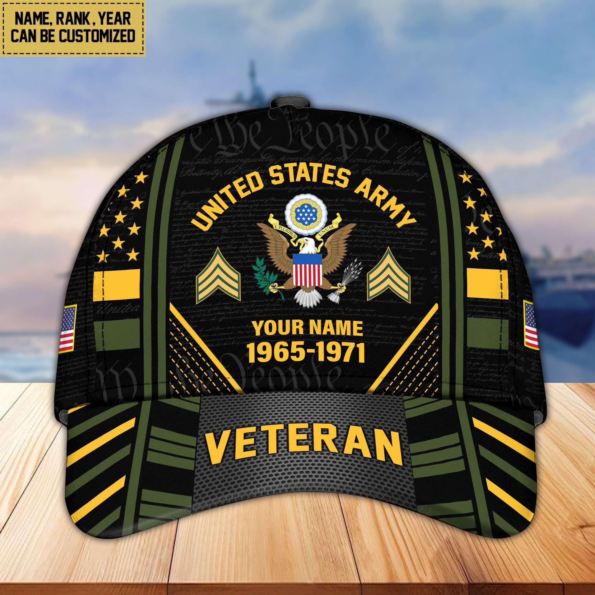 Premium Custom Name, Rank, Years Of Service US Veterans Cap BPVC060801