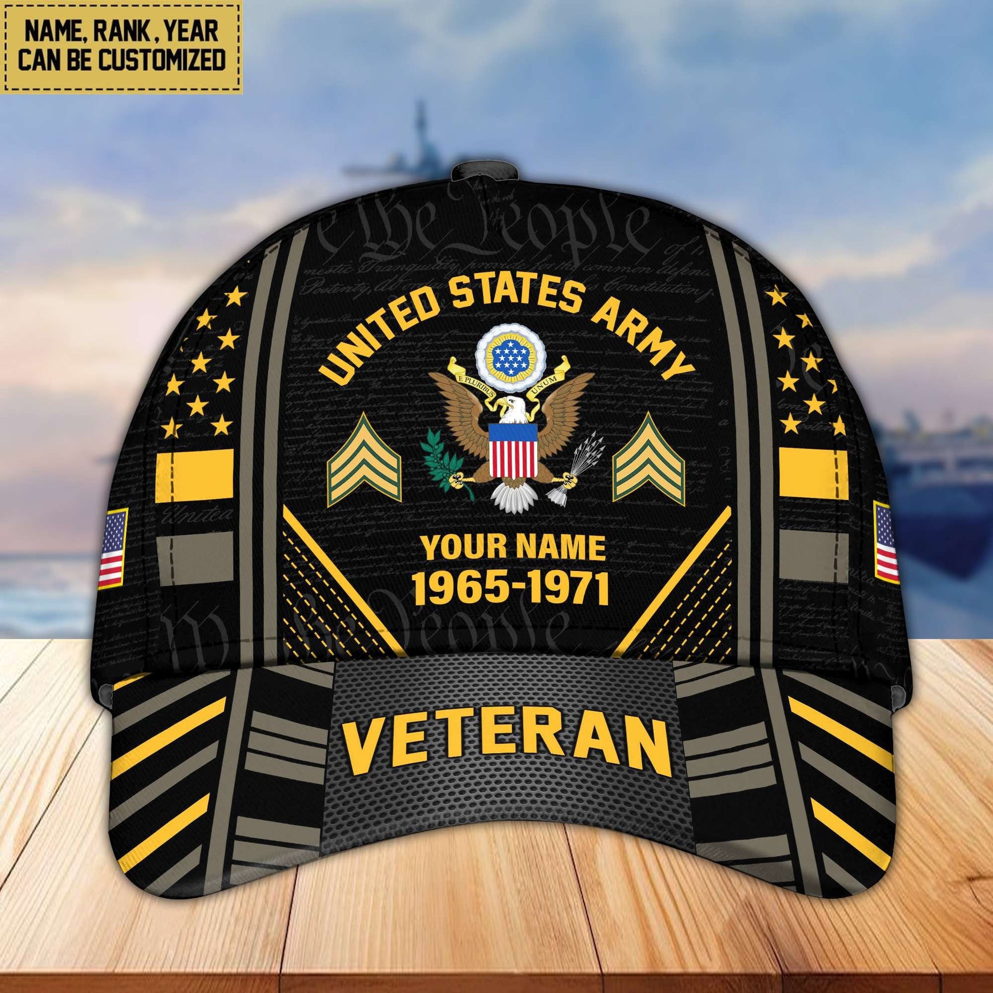 Premium Custom Name, Rank, Years Of Service US Veterans Cap BPVC060801