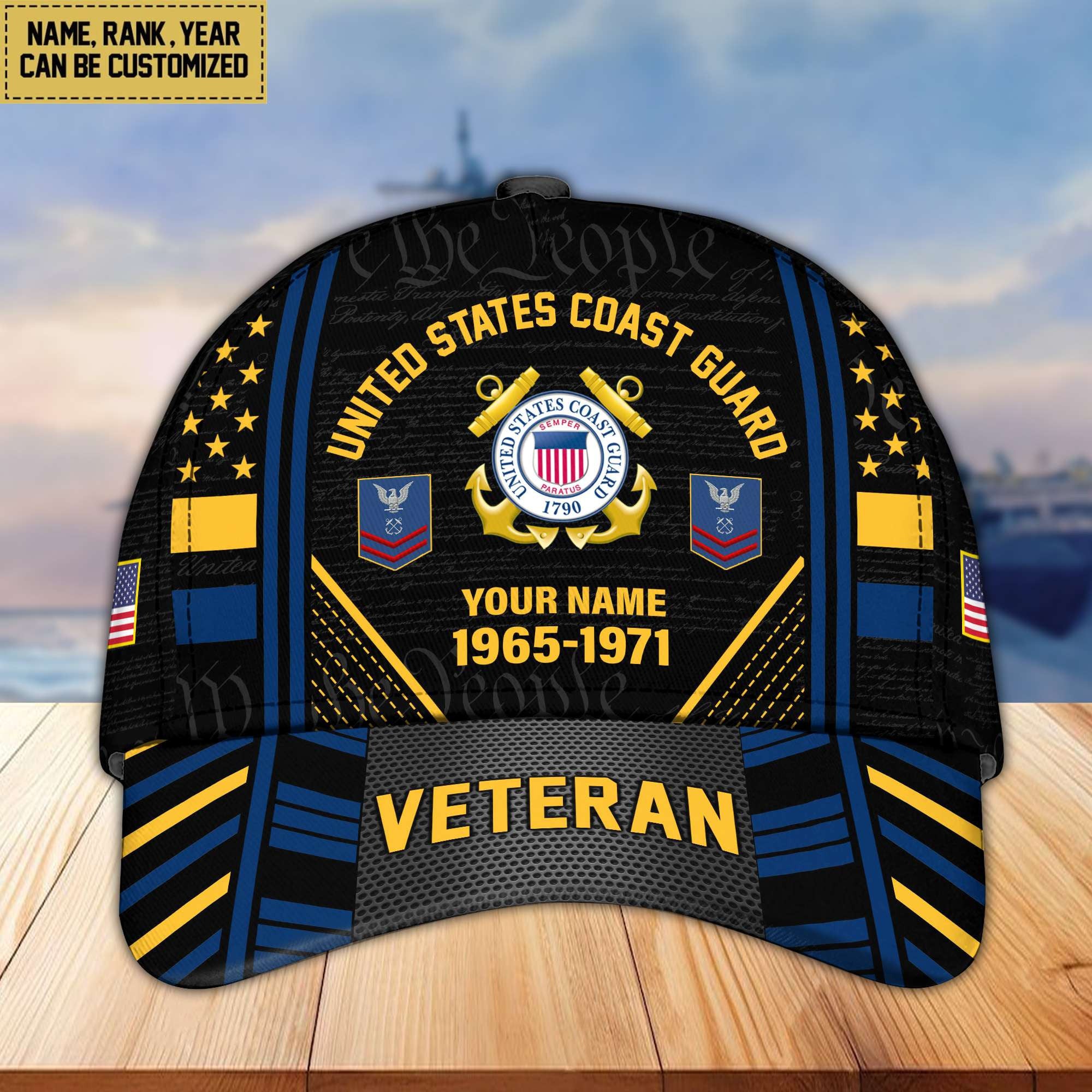 Premium Custom Name, Rank, Years Of Service US Veterans Cap BPVC060801