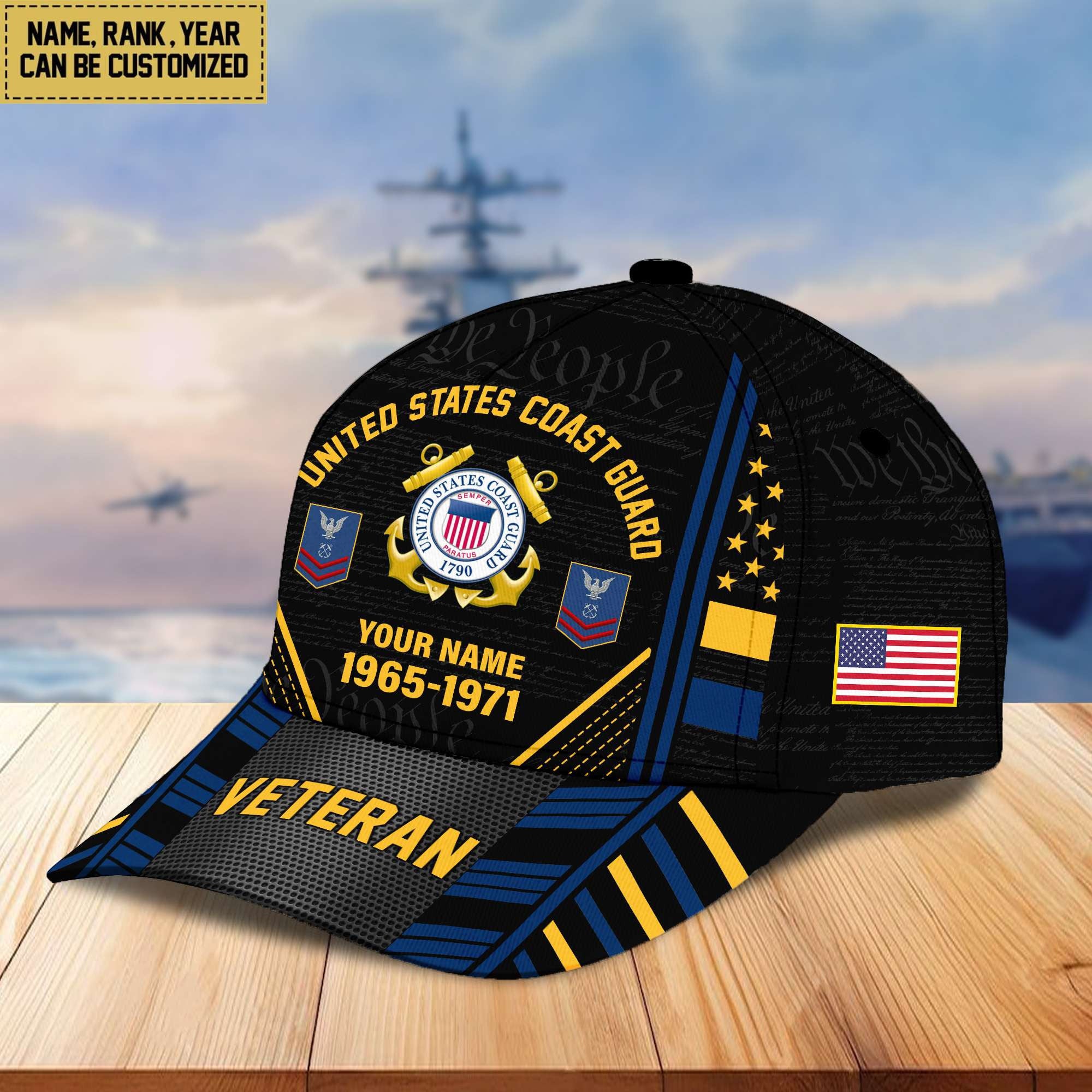 Premium Custom Name, Rank, Years Of Service US Veterans Cap BPVC060801