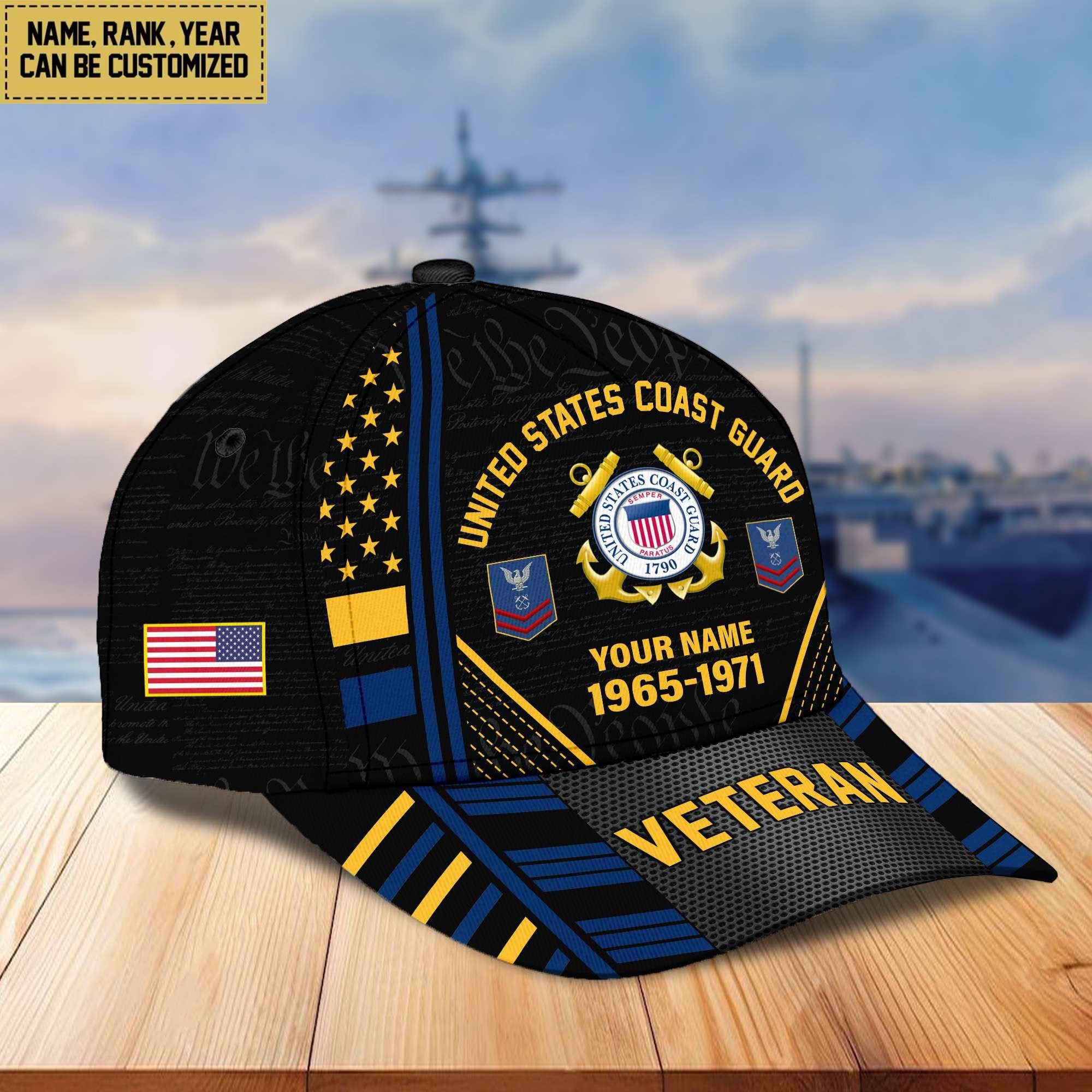 Premium Custom Name, Rank, Years Of Service US Veterans Cap BPVC060801