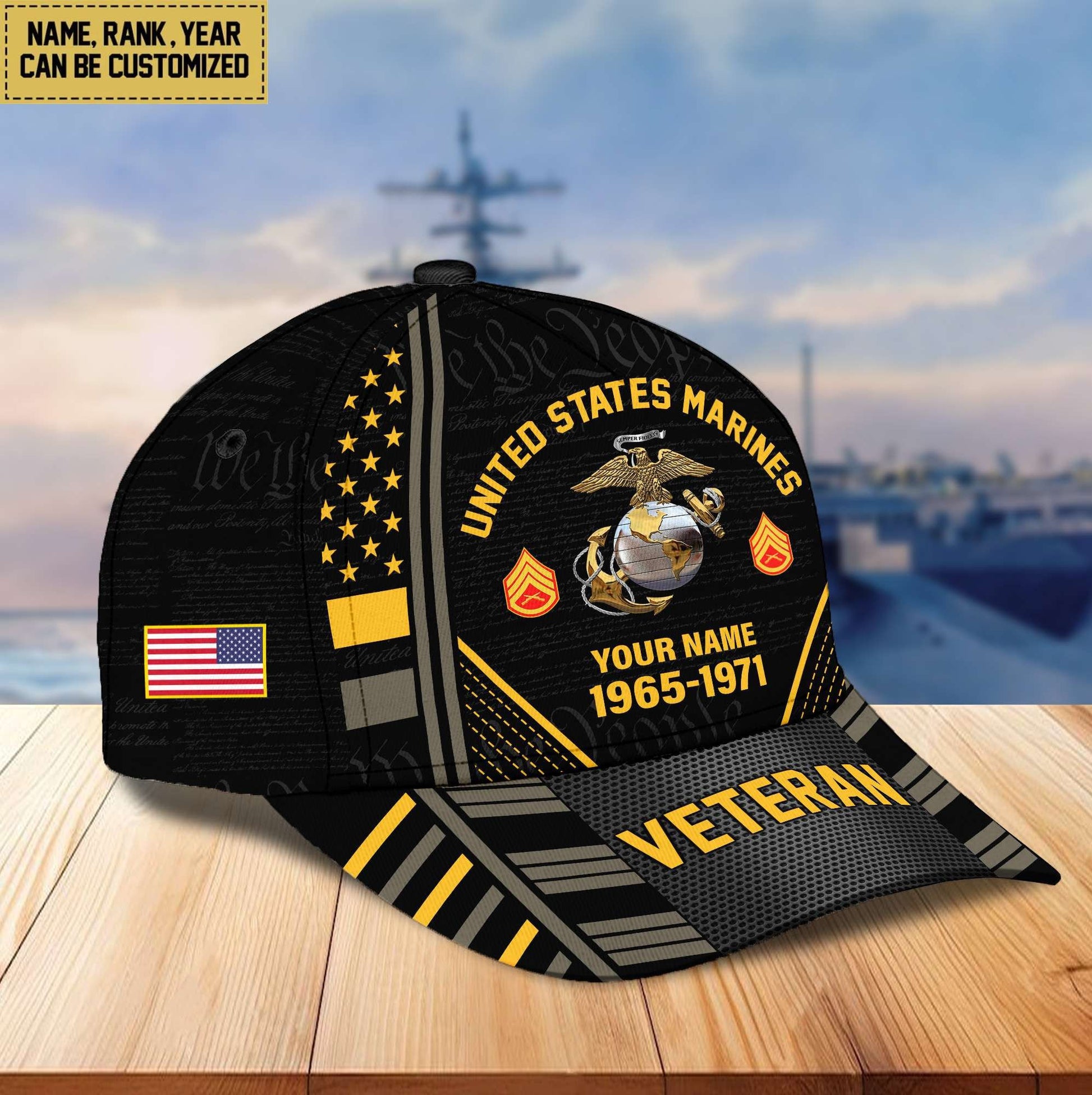 Premium Custom Name, Rank, Years Of Service US Veterans Cap BPVC060801