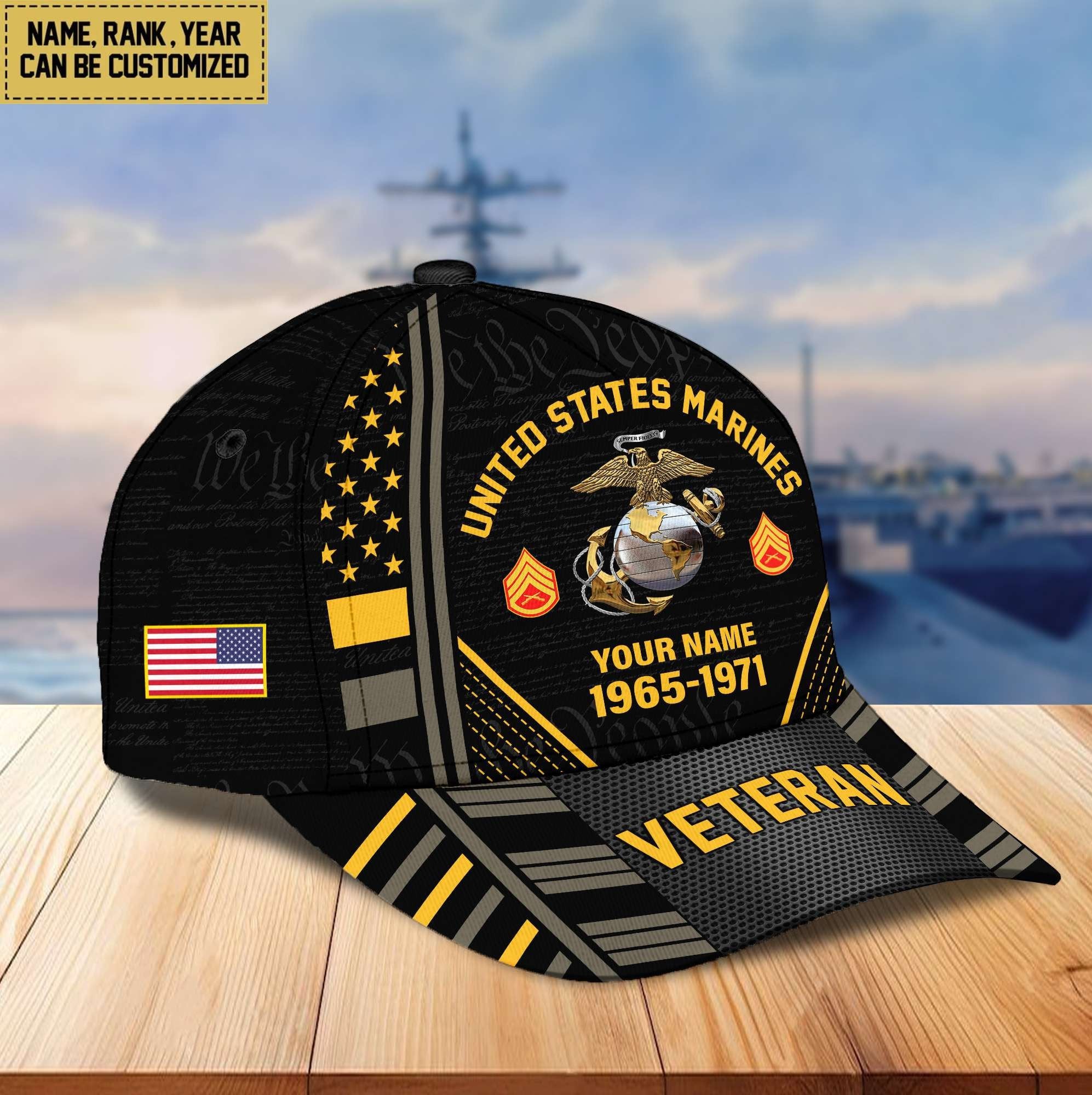 Premium Custom Name, Rank, Years Of Service US Veterans Cap BPVC060801