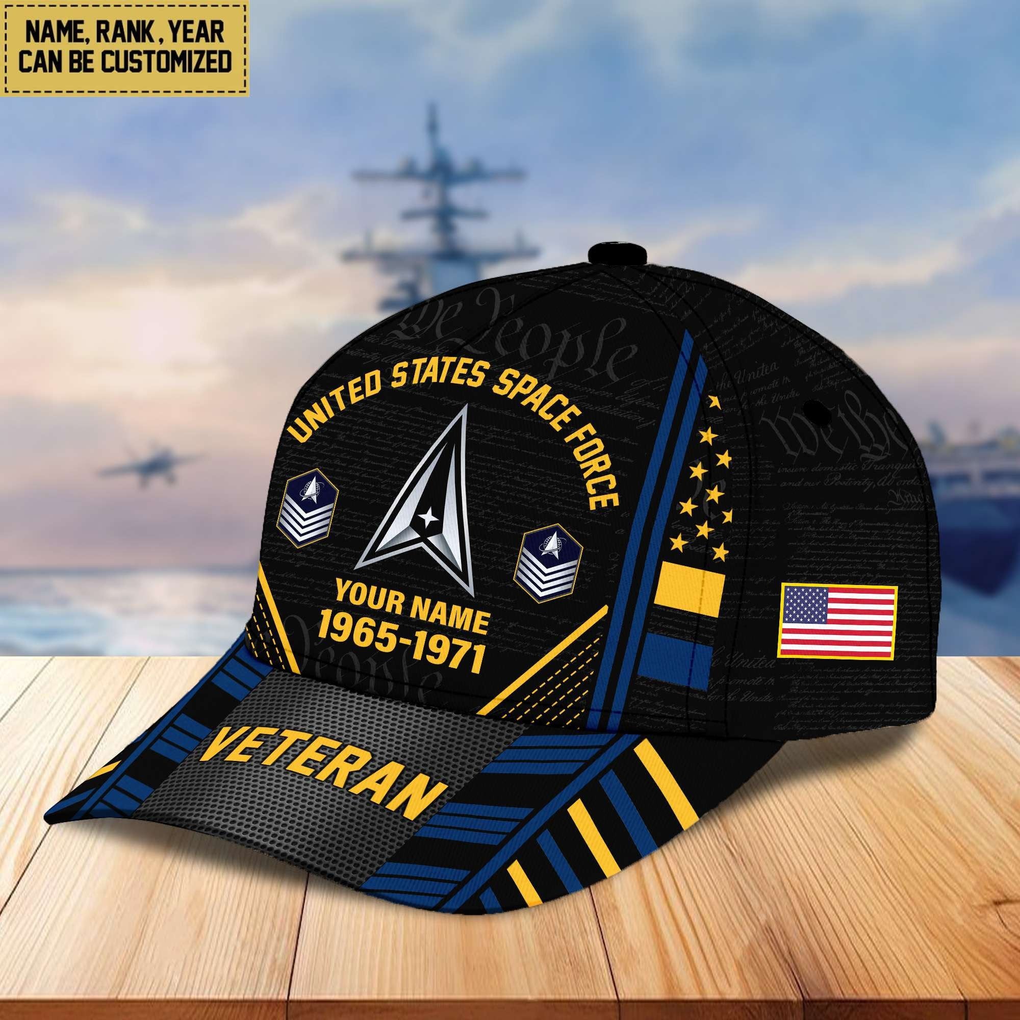 Premium Custom Name, Rank, Years Of Service US Veterans Cap BPVC060801