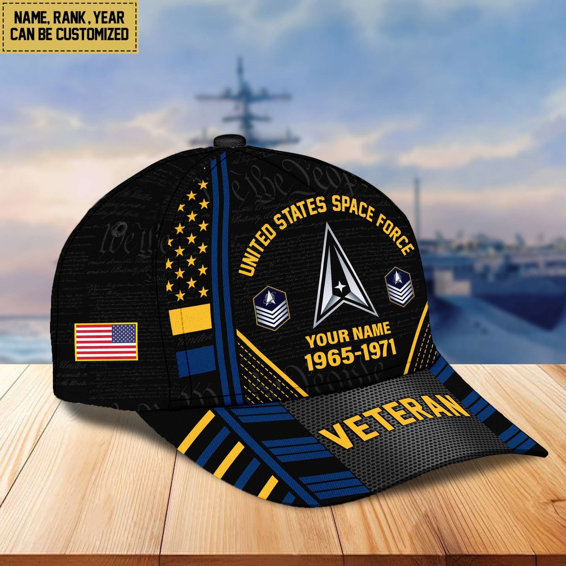 Premium Custom Name, Rank, Years Of Service US Veterans Cap BPVC060801