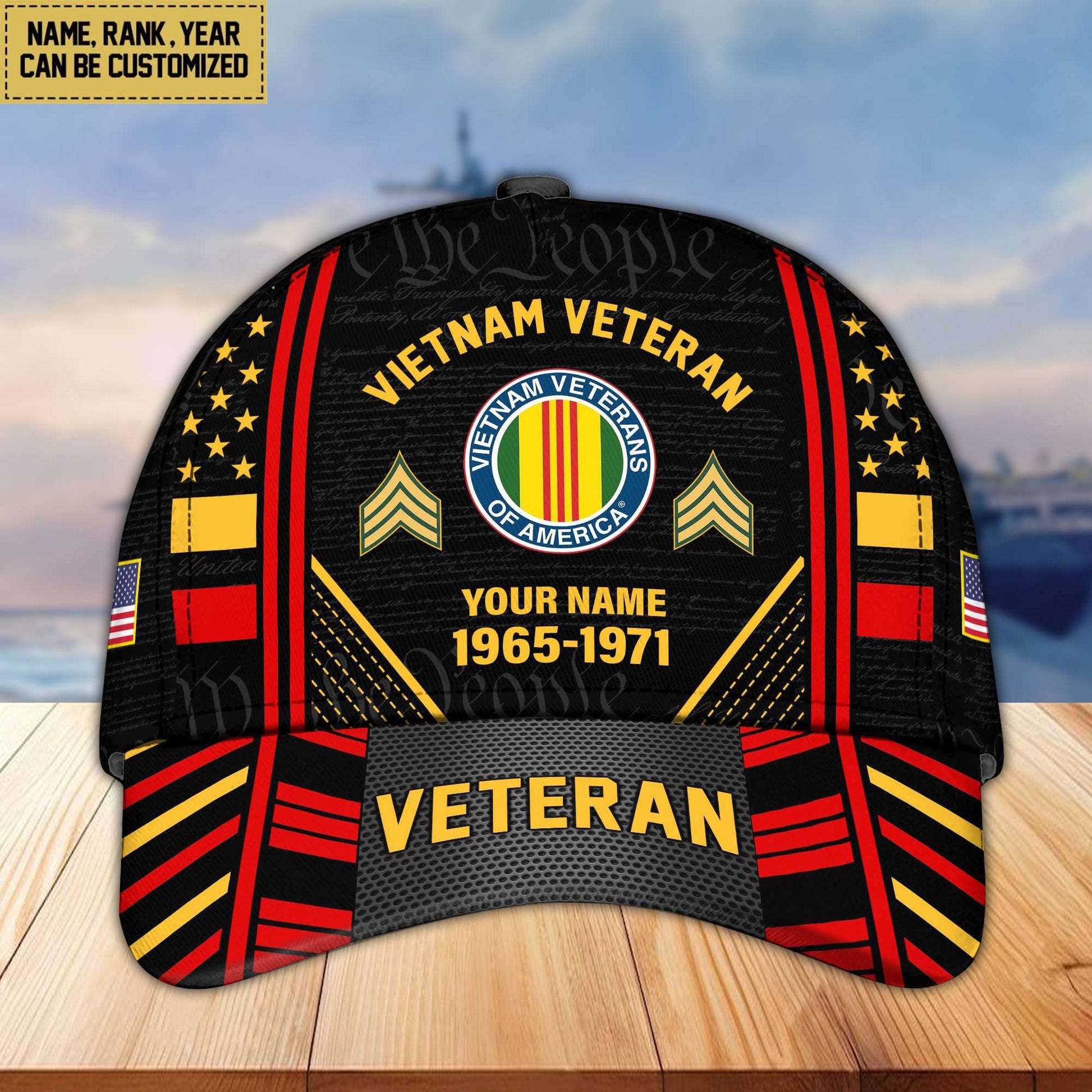 Premium Custom Name, Rank, Years Of Service US Veterans Cap BPVC060801