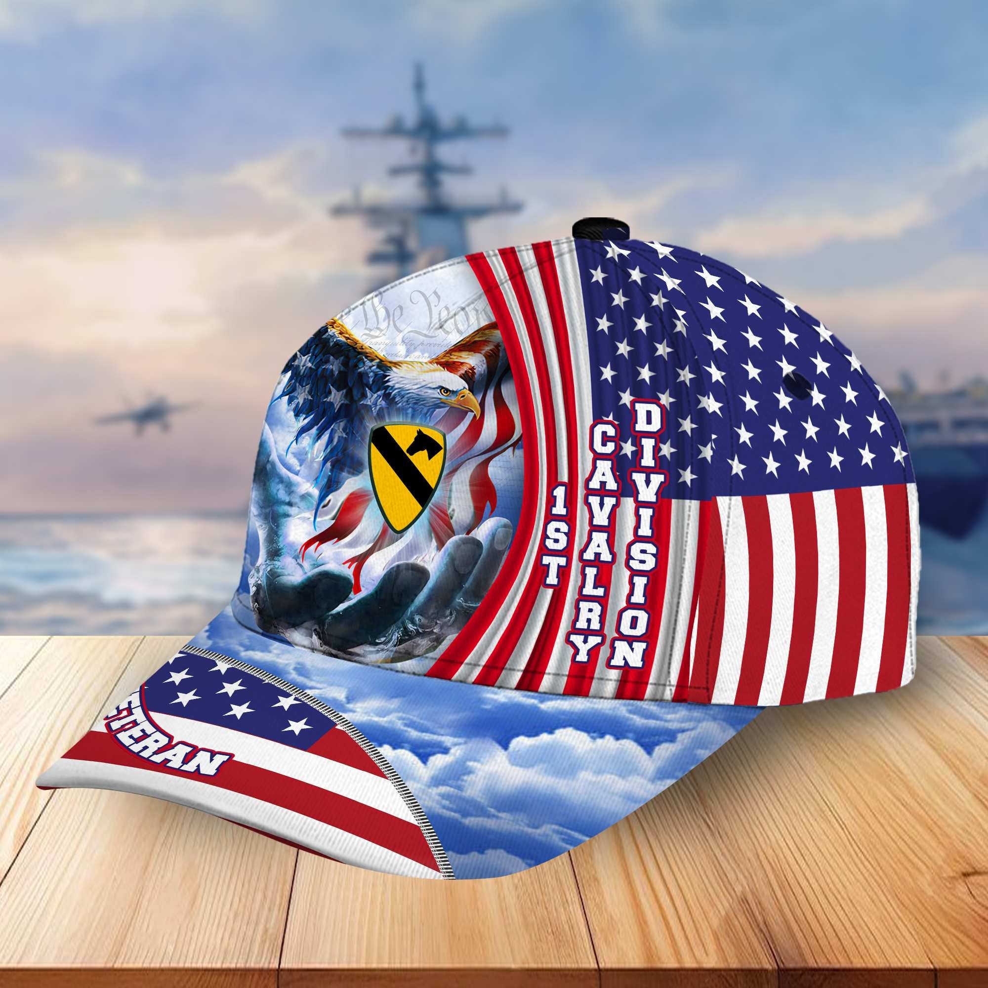 Premium 1st Cavalry Division Veteran Cap, Gifts for Dad, for Husband VPVC003201