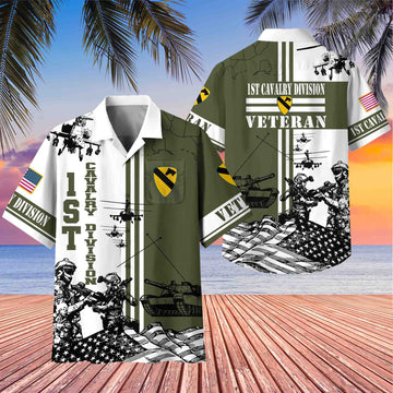 Premium 1st Cavalry Division Veteran Hawaiian Shirt With Pocket, Gifts for US Veteran, Gifts For Dad, For Husband Veteran VPVC403401