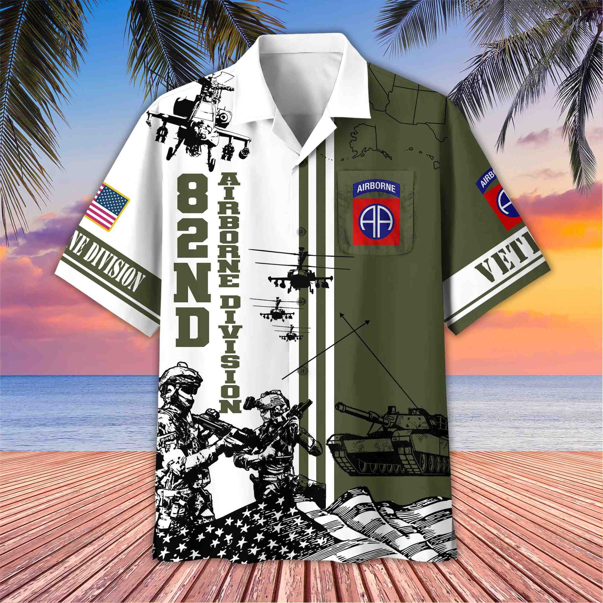 Premium 82nd Airborne Division Veteran Hawaiian Shirt With Pocket, Gifts for US Veteran, Gifts For Dad, For Husband VPVC403402