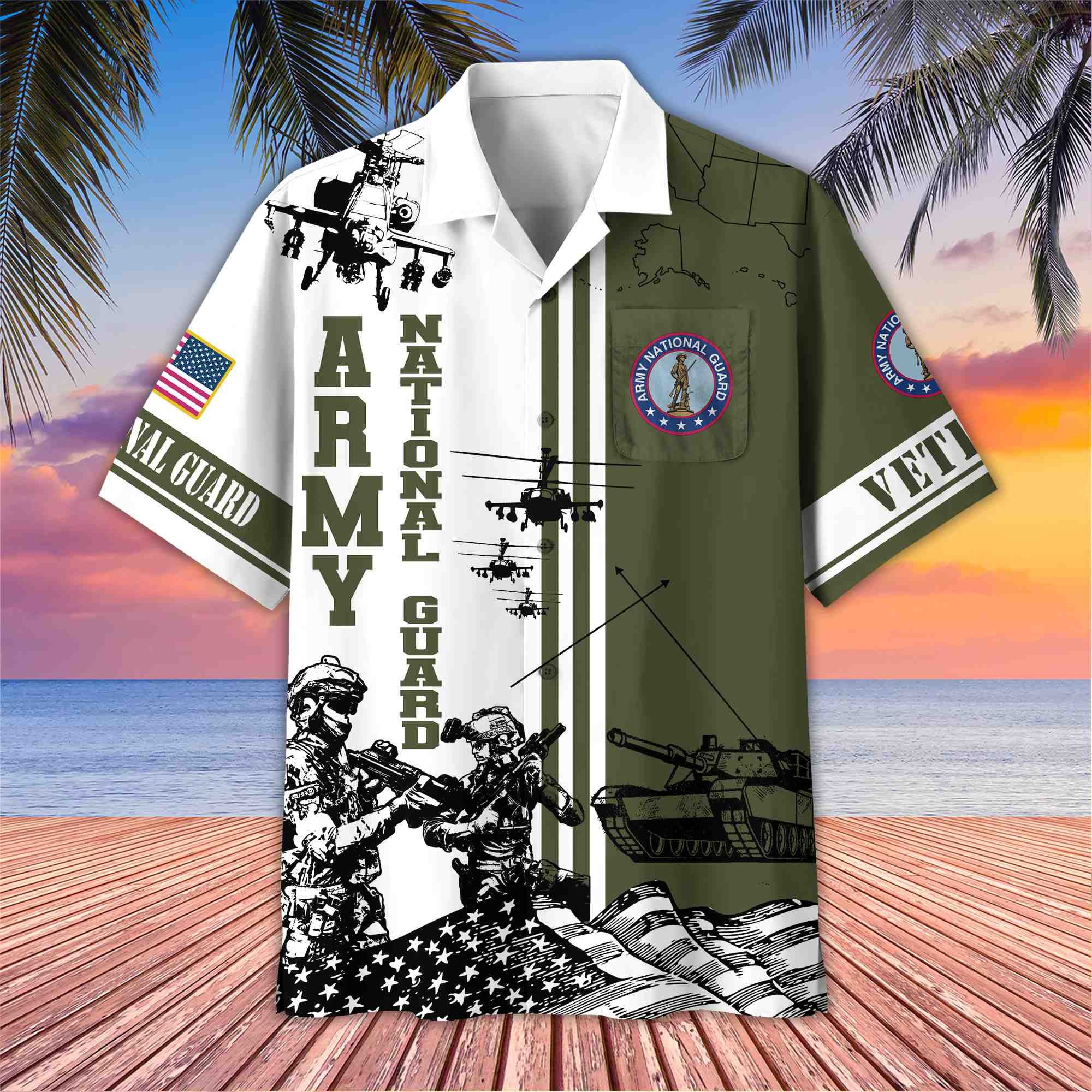 Premium Army National Guard Veteran Hawaiian Shirt With Pocket, Gifts for US Veteran, Gifts For Dad, For Husband VPVC403404