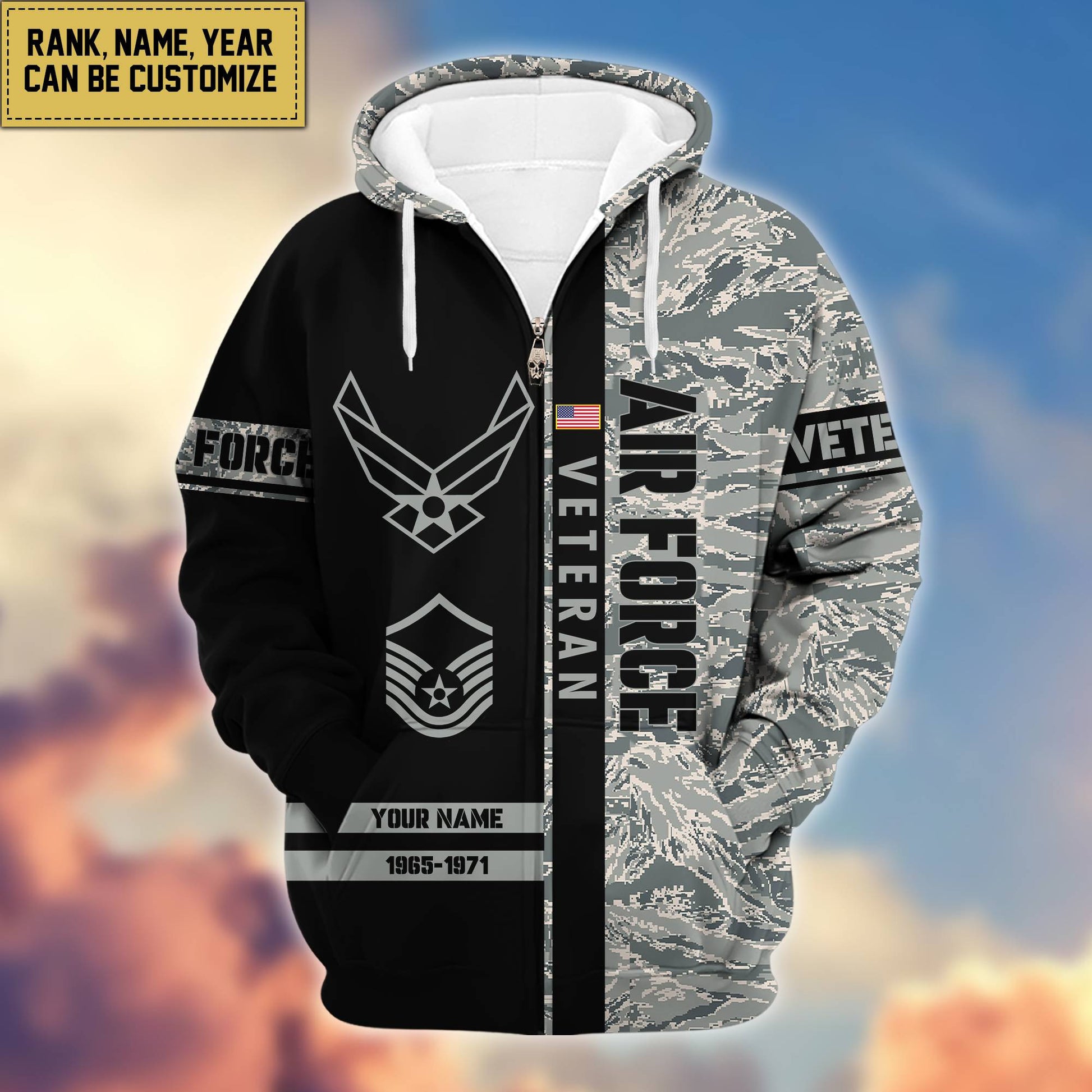 Premium Personalized Camo Soldiers US Veterans Zip Hoodie APVC141203