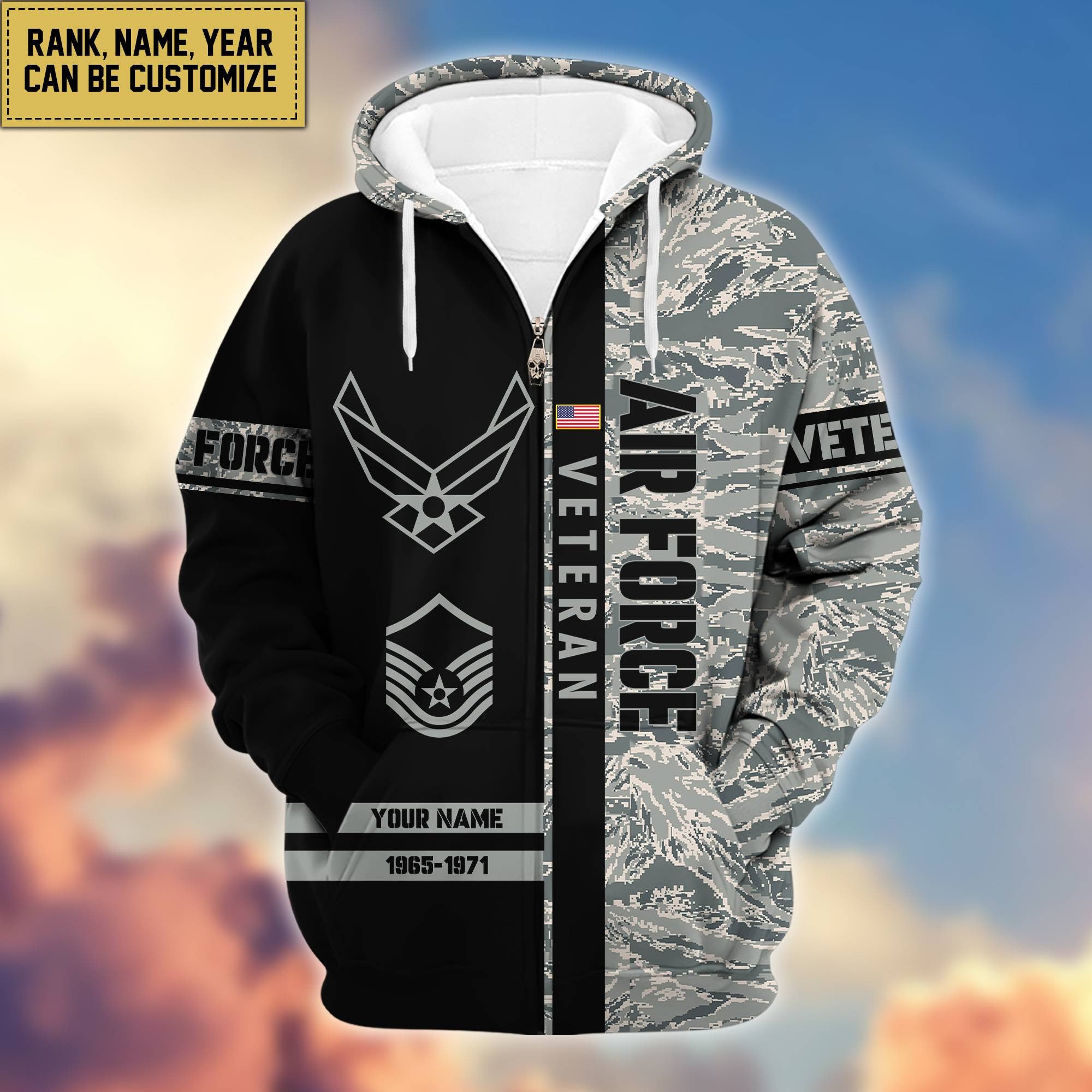 Premium Personalized Camo Soldiers US Veterans Zip Hoodie APVC141203