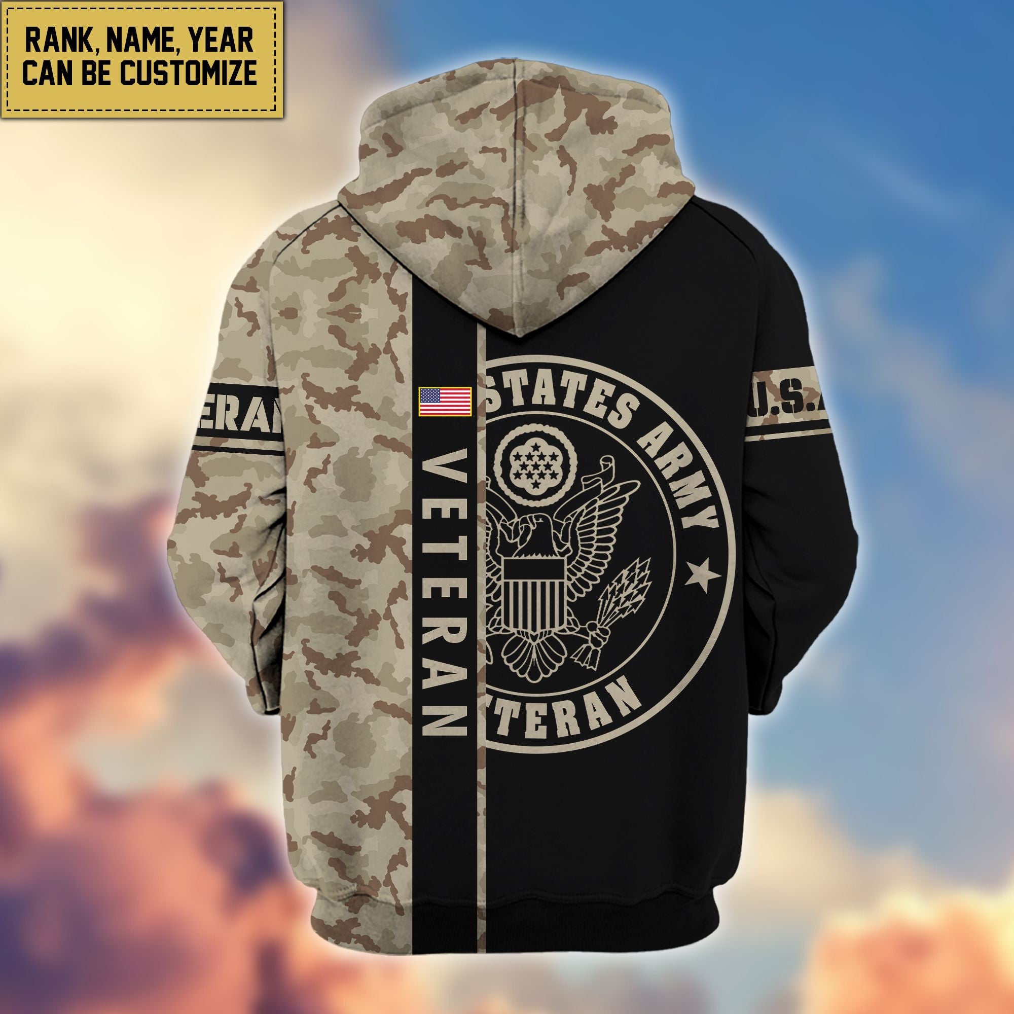 Premium Personalized Camo Soldiers US Veterans Zip Hoodie APVC141203